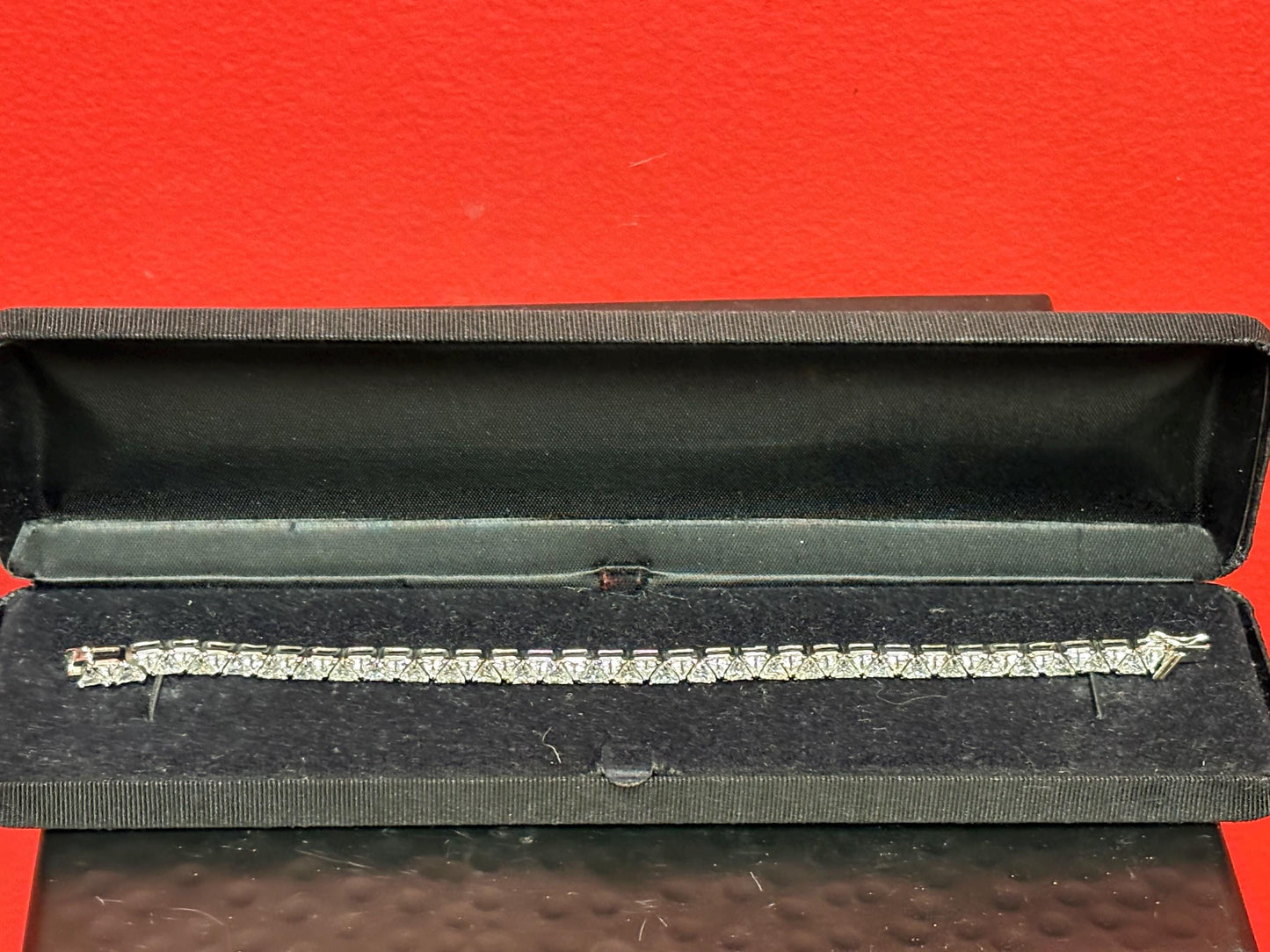 Beautiful 8 inch long faux diamond and sterling silver bracelet  B