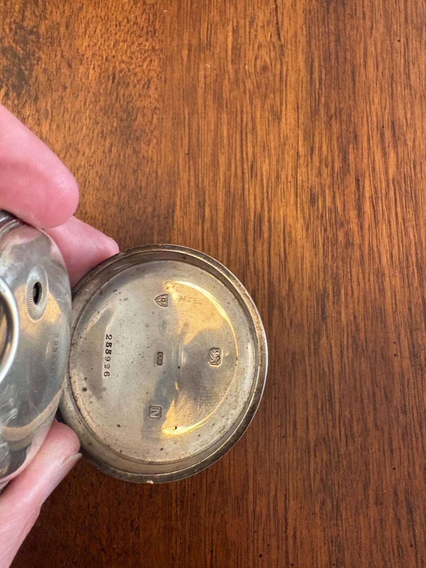 Lovely antique hallmarked sterling heavy 3 inch pocket watch  needs work priced very well  as is and final sale - B