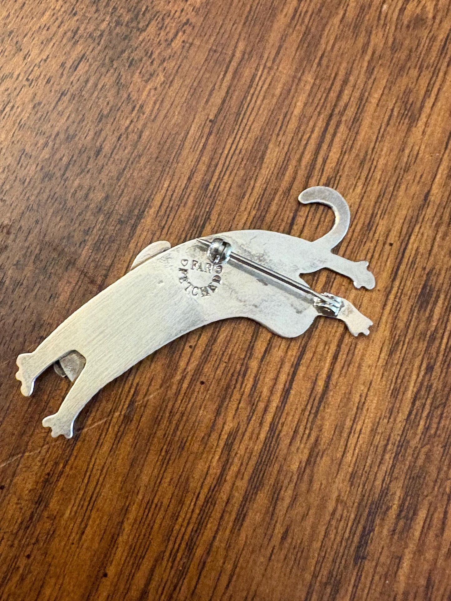 Beautiful Mexican sterling and 14 karat gold doggie brooch  great quality - B