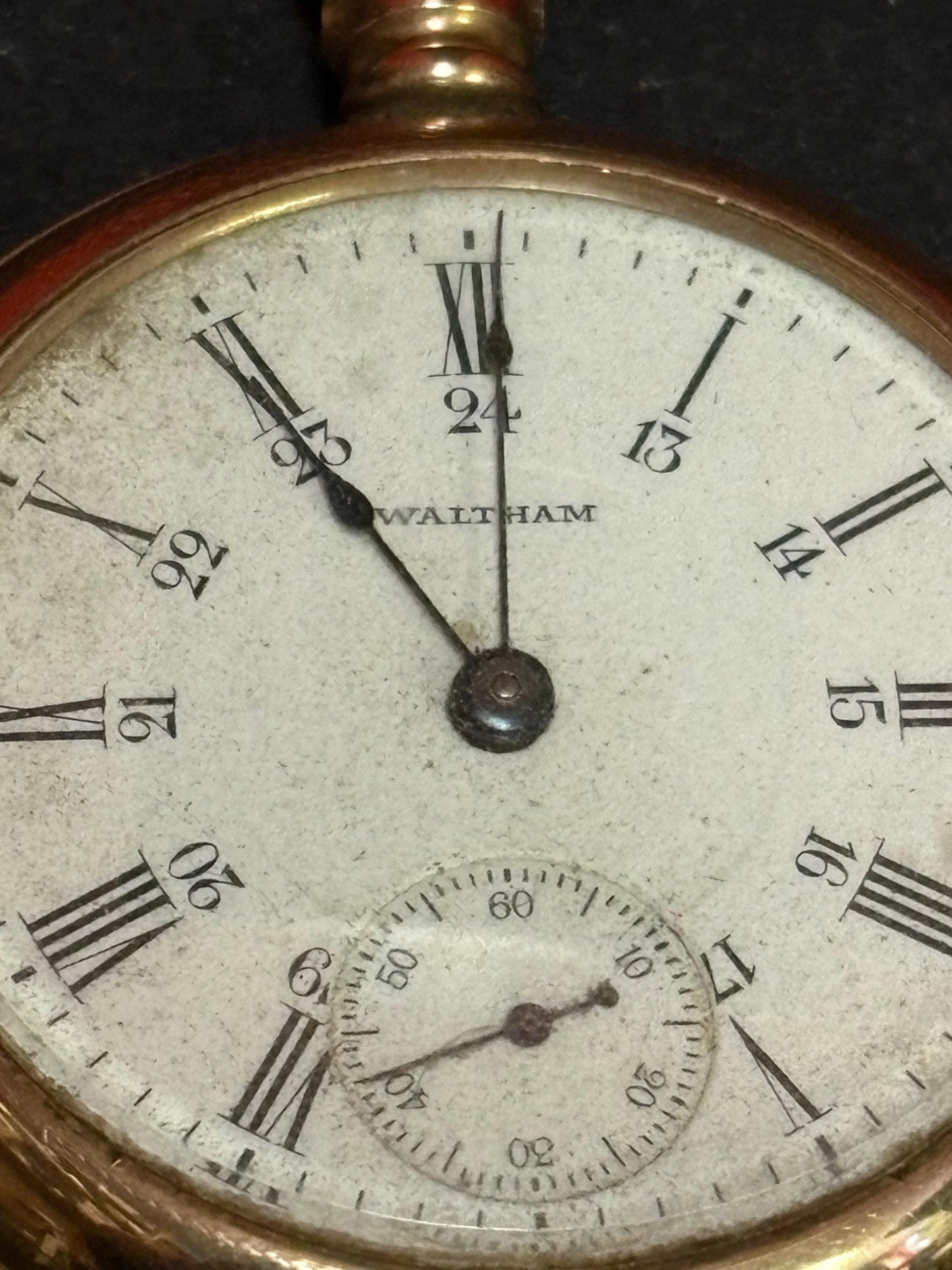 Beautiful 3 inch gold filled Waltham pocket watch antique beauty needs work sold as is  wow