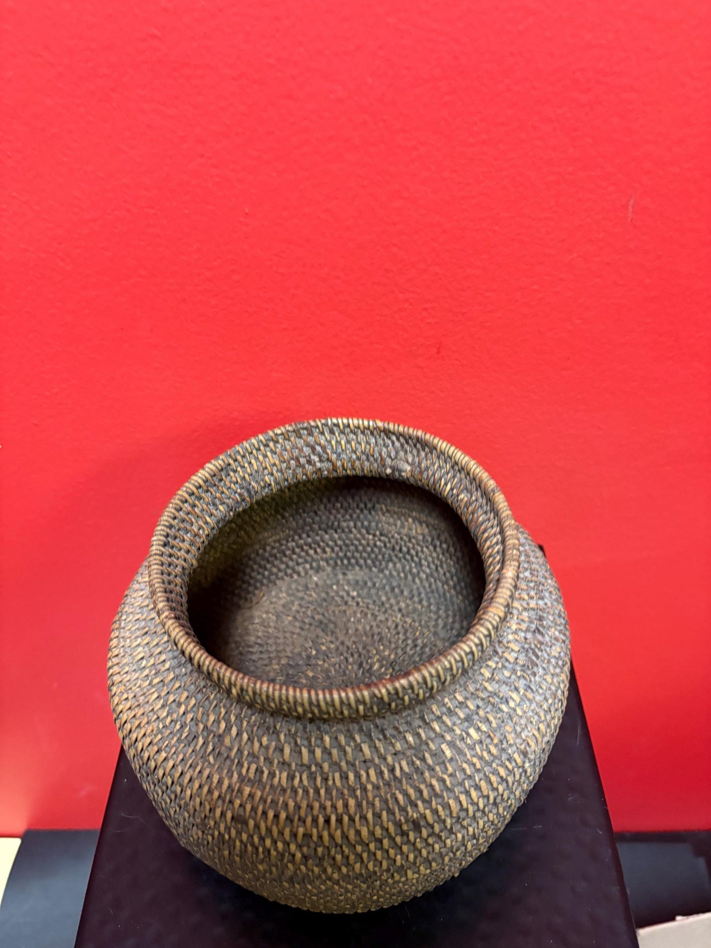 Beautiful Canadian indigenous first nation 6 x 5 high  basket in mint condition  unusual shape and style