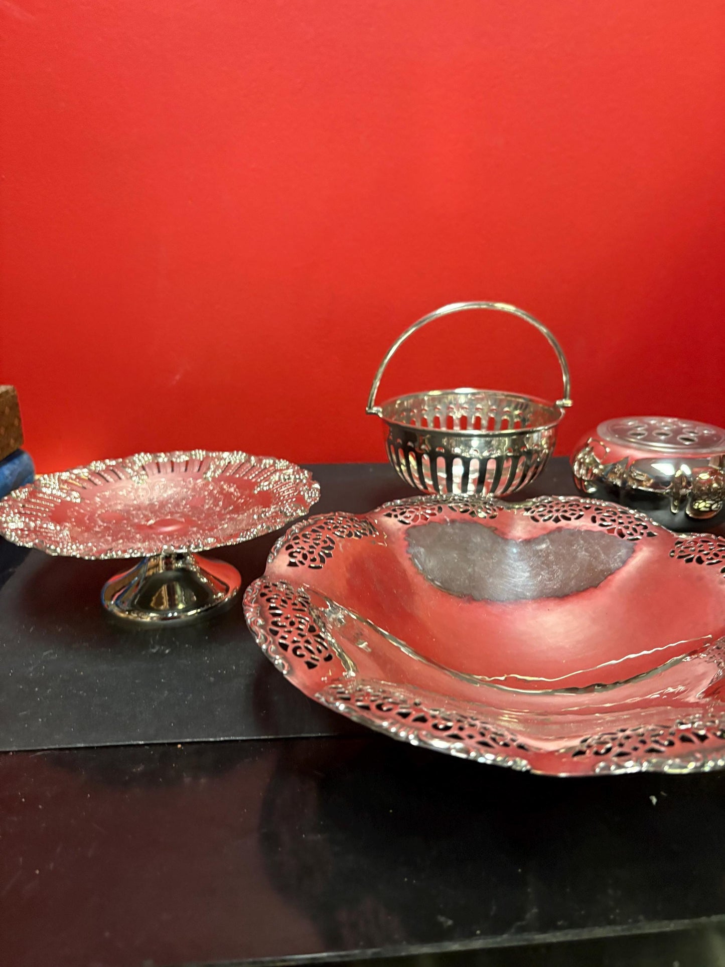 Beautiful lot of antique polished silver plate serving pieces  wonderful value and makes great gifts  wow