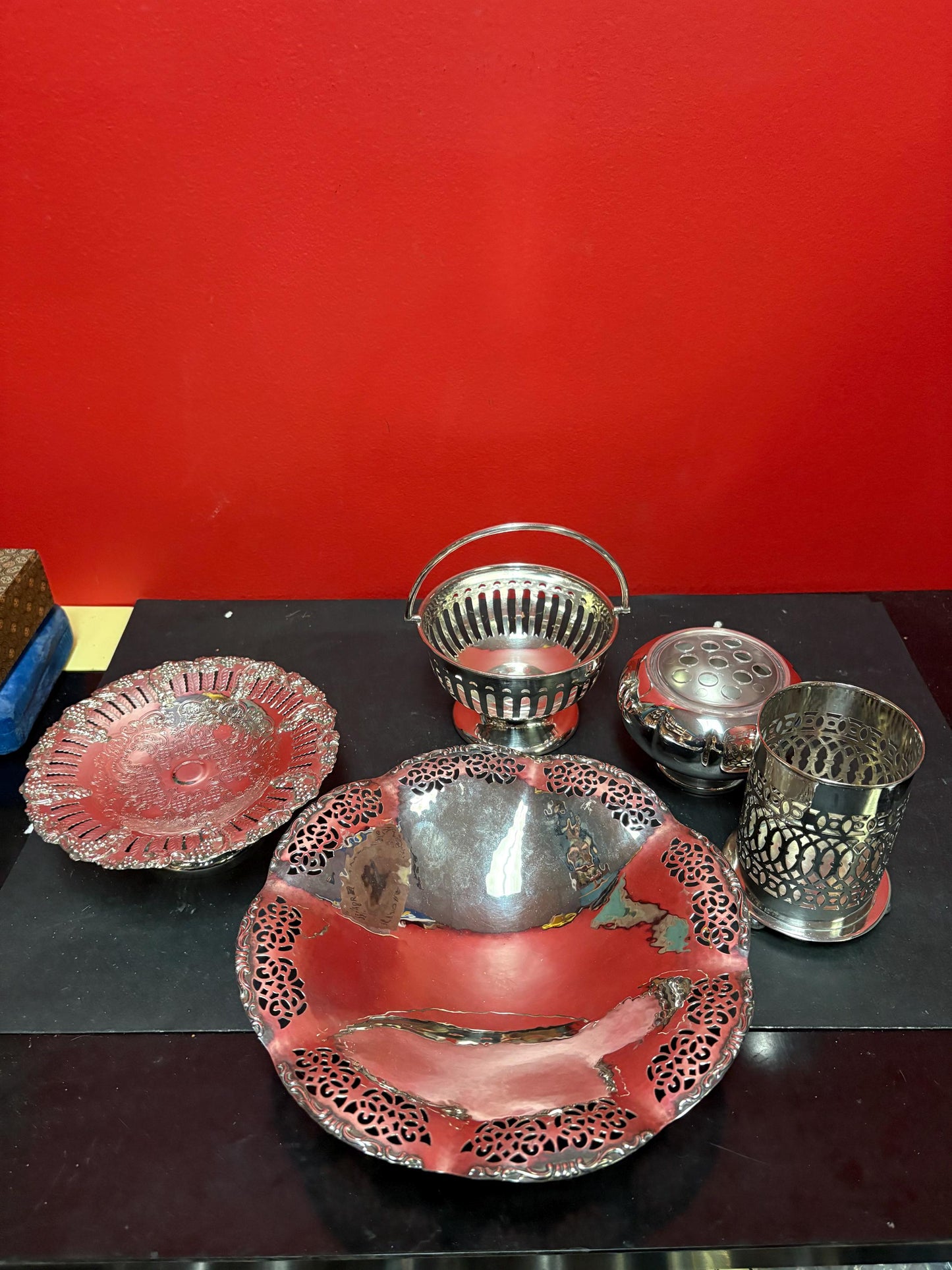 Beautiful lot of antique polished silver plate serving pieces  wonderful value and makes great gifts  wow