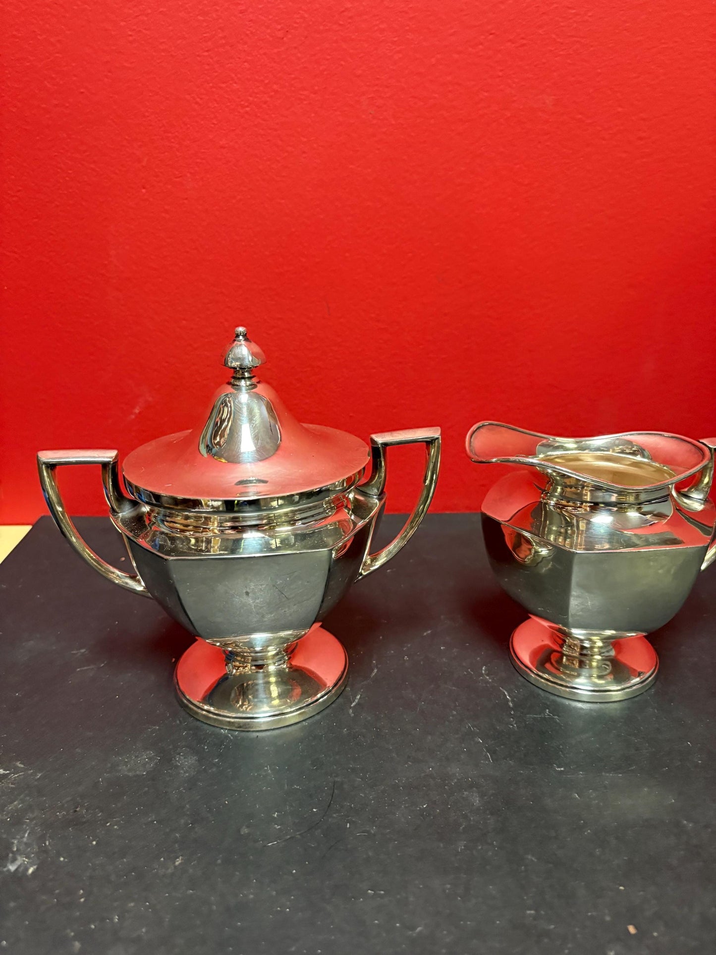 Beautiful antique silver plated cream and sugar wow