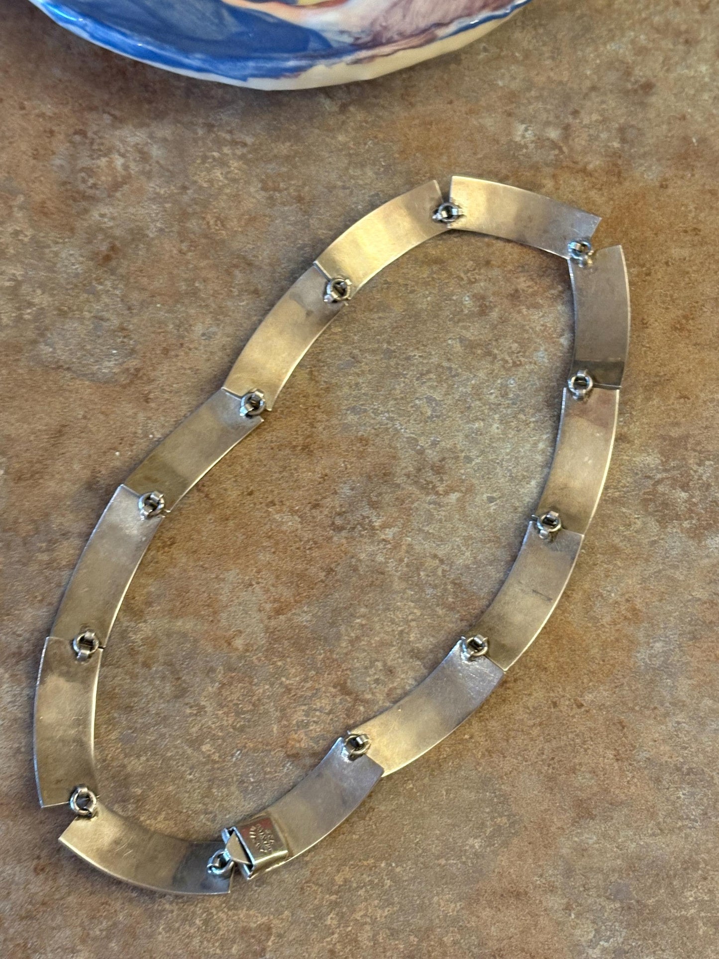 16 inch long Mexican sterling  and abalone necklace  heavy and high quality  great value - B