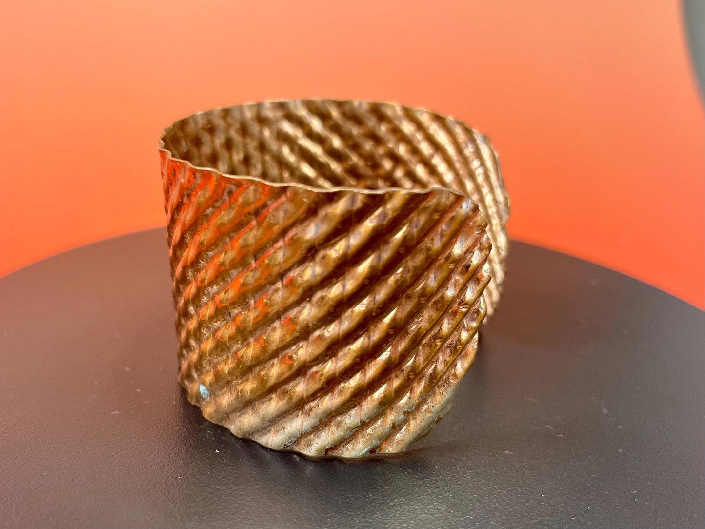 Beautiful 2.25 inch wide vintage copper hammered bracelet Cuff- fits various size wrists
