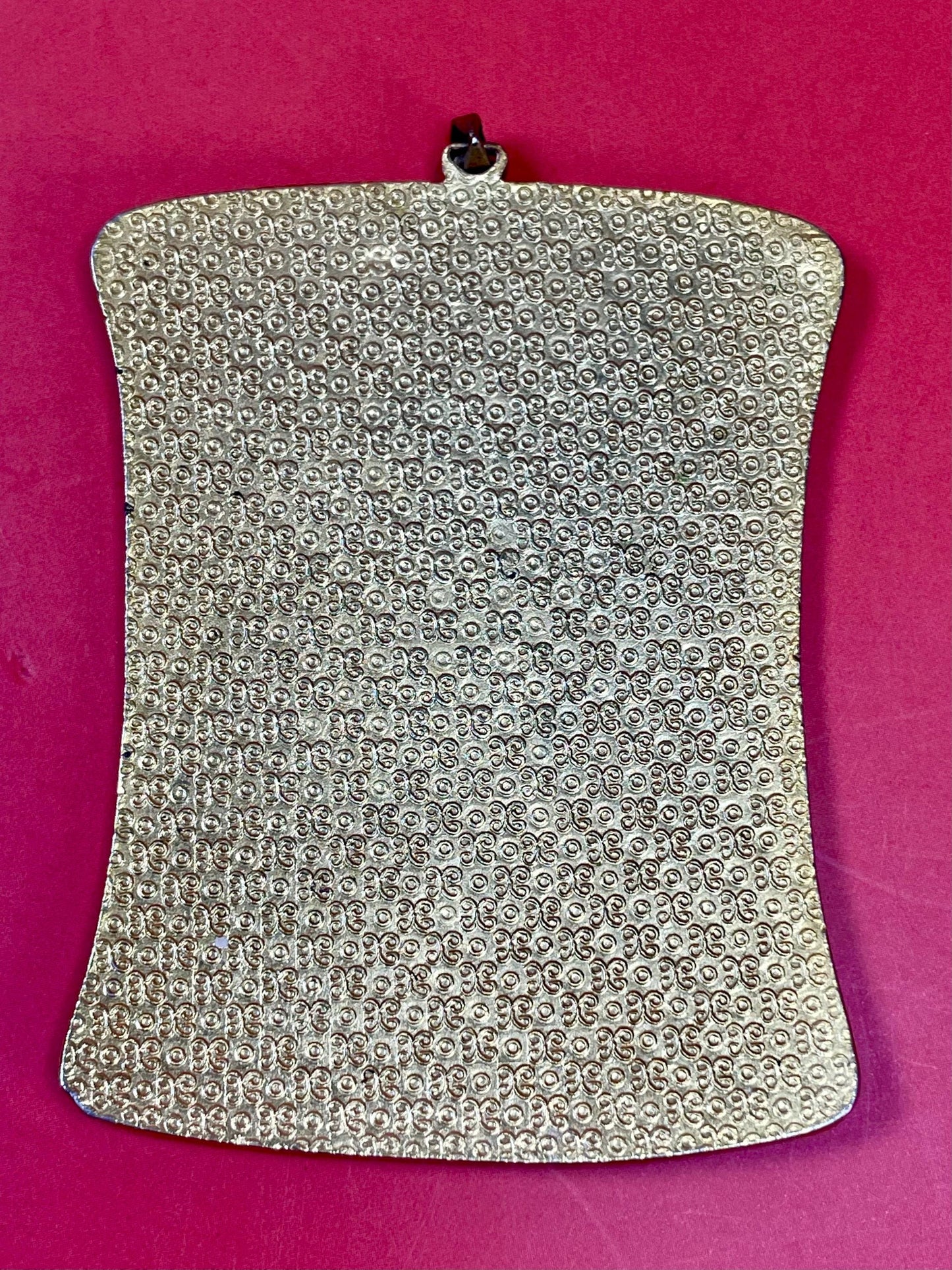 Hand-Painted Enamel Asian Scene Metal Pendant