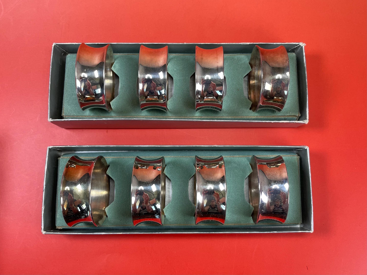 Burke and Wallace Silversmiths  2 Sets of 4 Silver Plated Napkin Rings