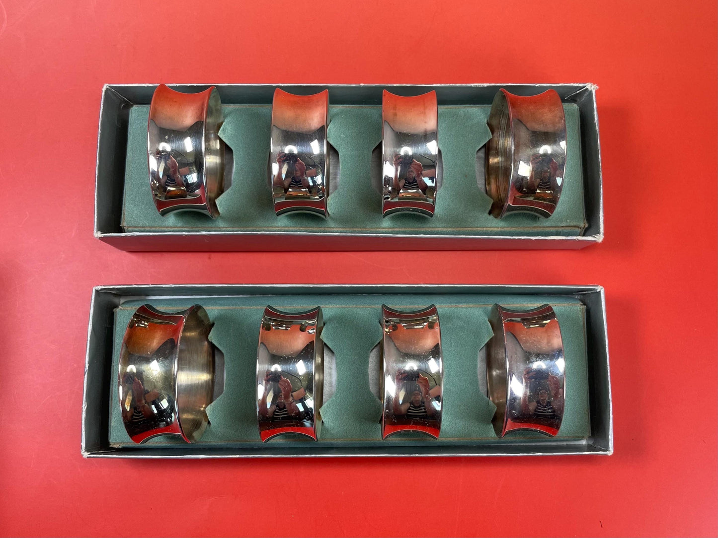 Burke and Wallace Silversmiths  2 Sets of 4 Silver Plated Napkin Rings