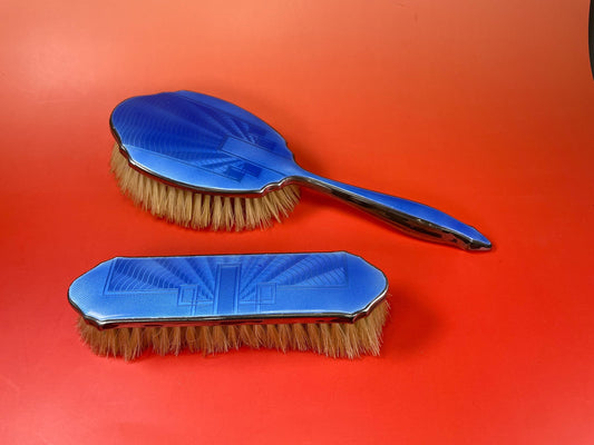 Silver Plated Enamel Brush Set