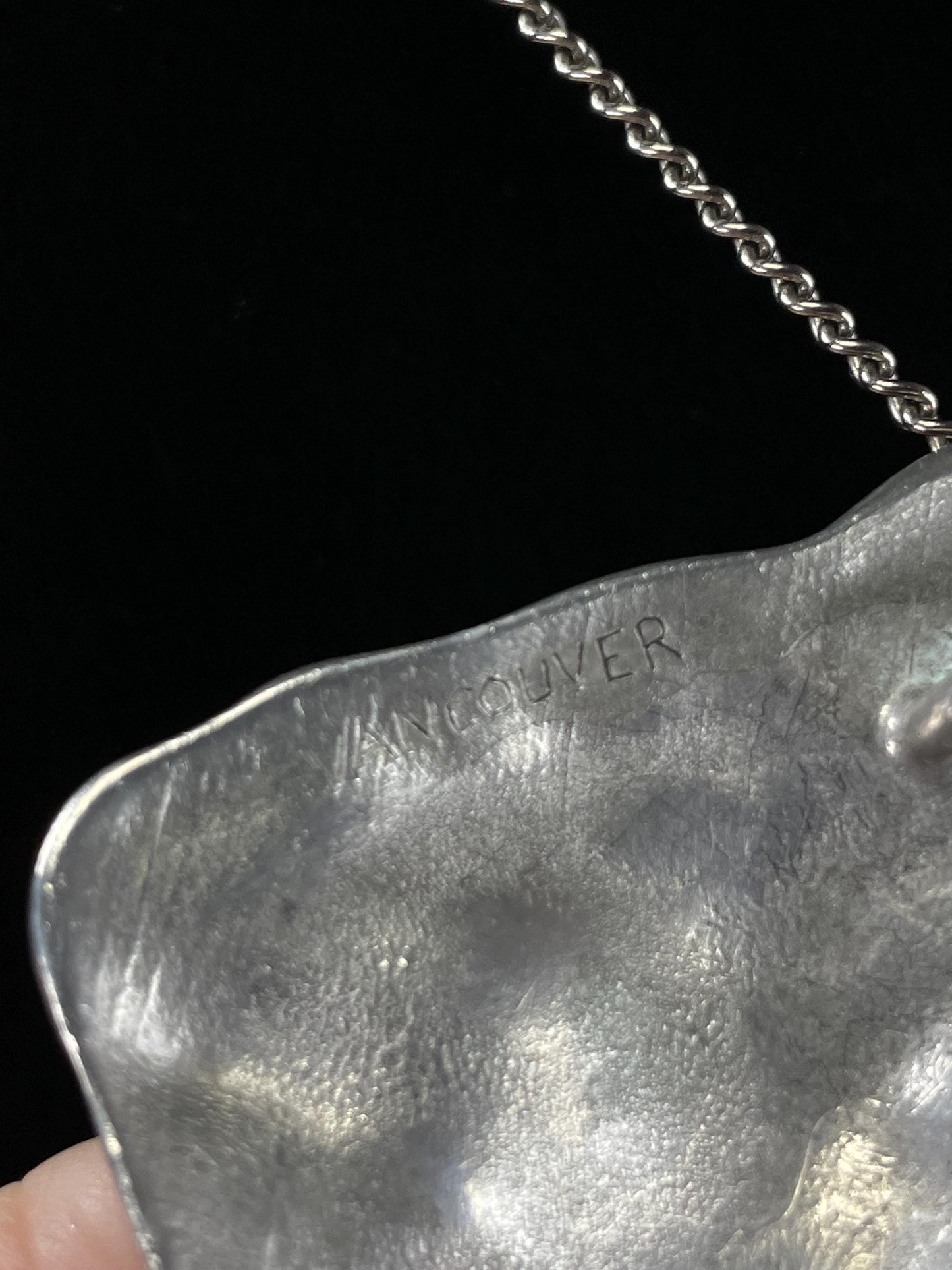 Very cool Vancouver 1.75  inch brutalist pendant  chain included