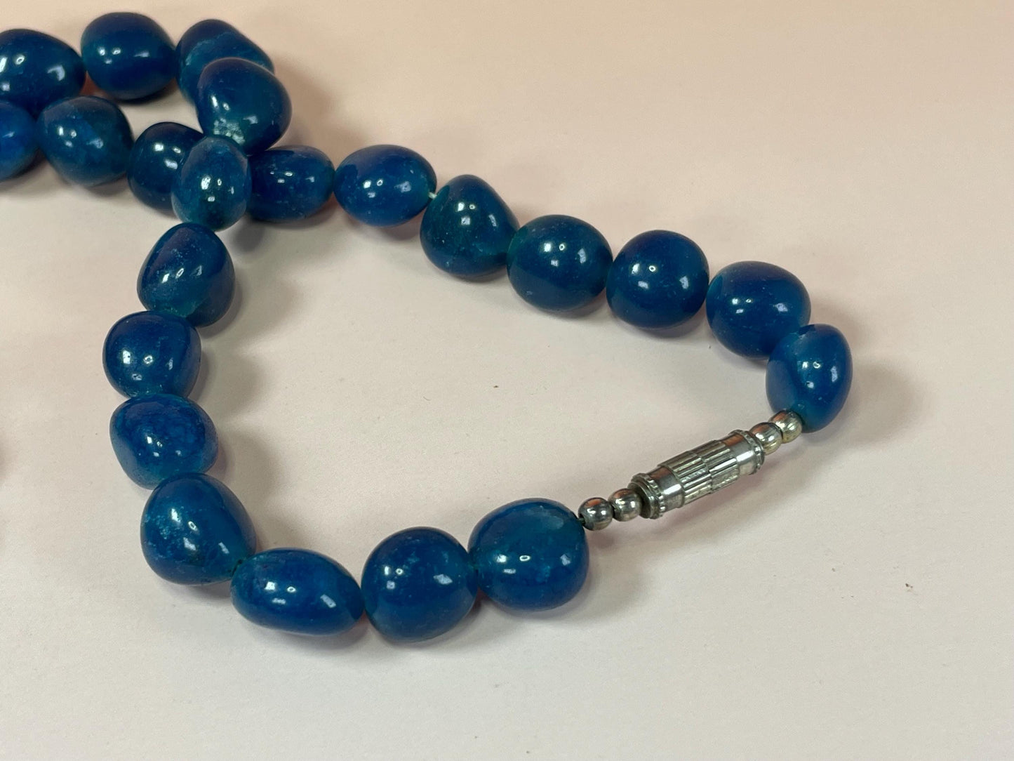 Lovely blue Glass Beaded Necklace  22 inches