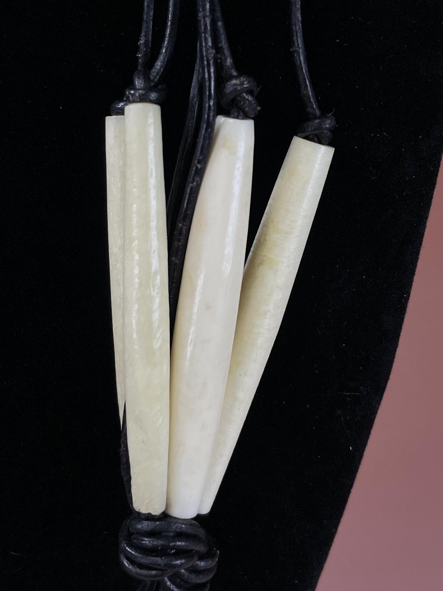 Unique Bone, Coin and Leather Corded Necklace