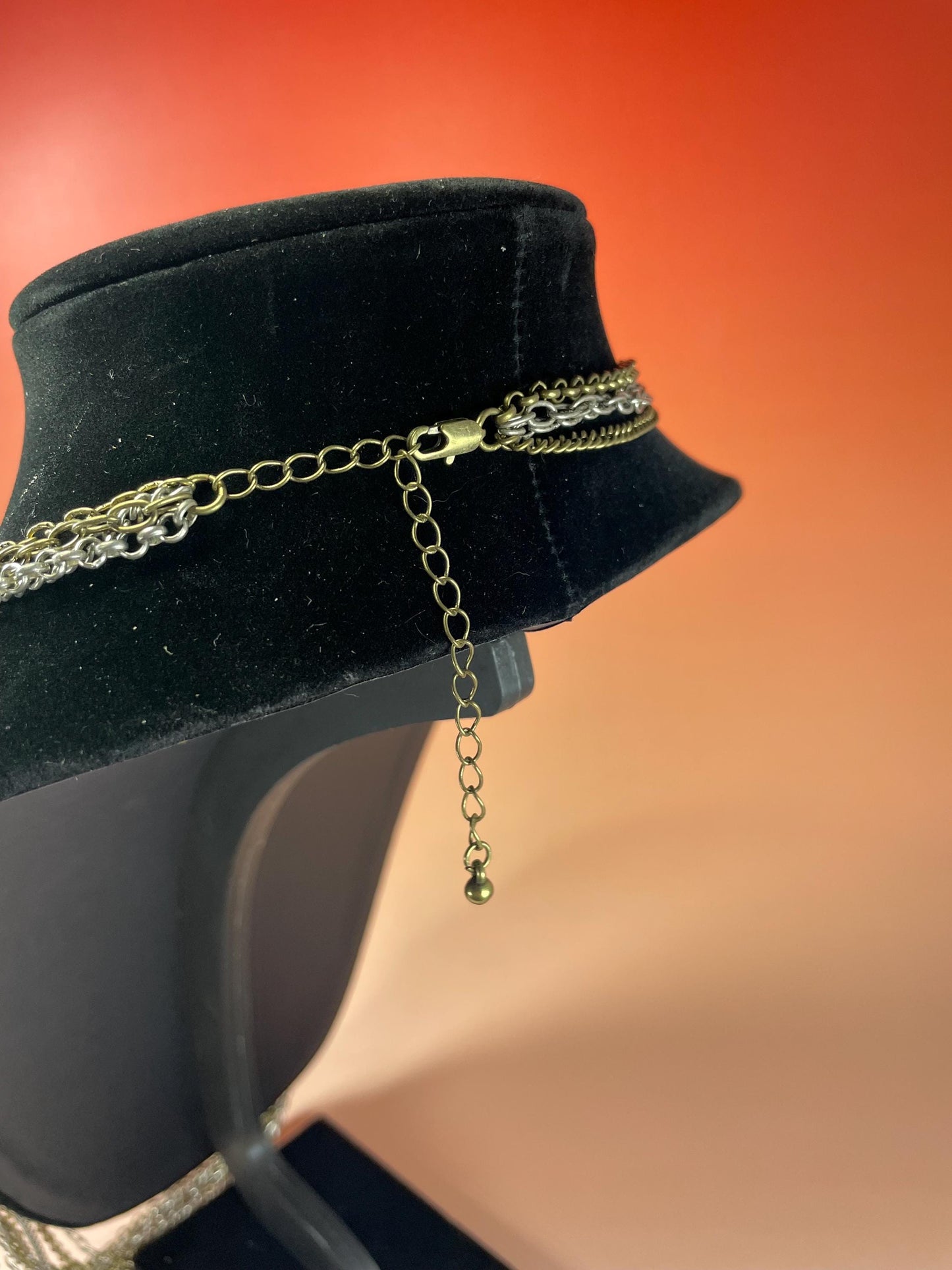 33 inch Metal Chain Necklace with Embellishments