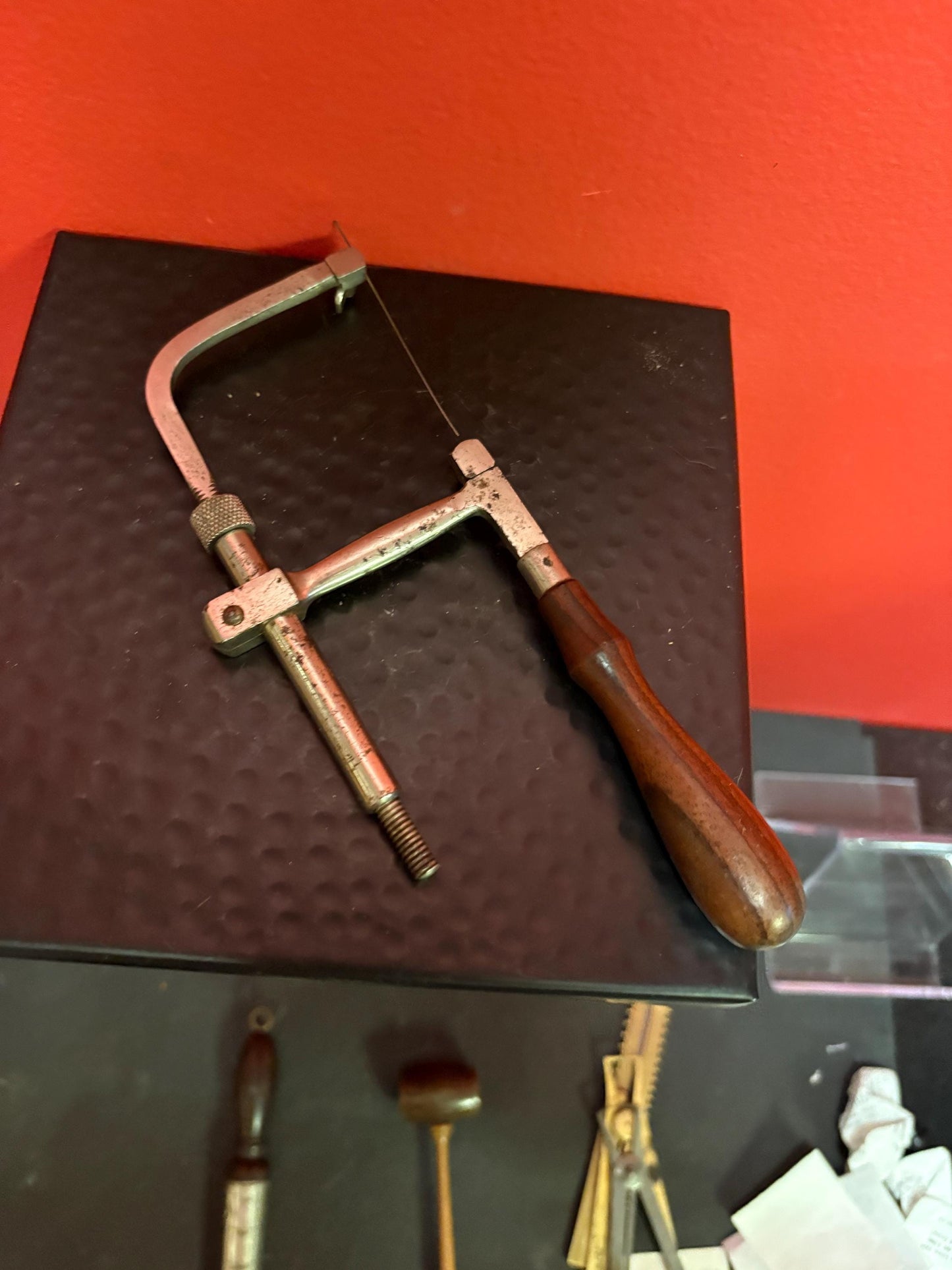 Antique 19 century beautiful 8 inch jewellery maker repairman tool saw   wonderful quality and condition  from collection