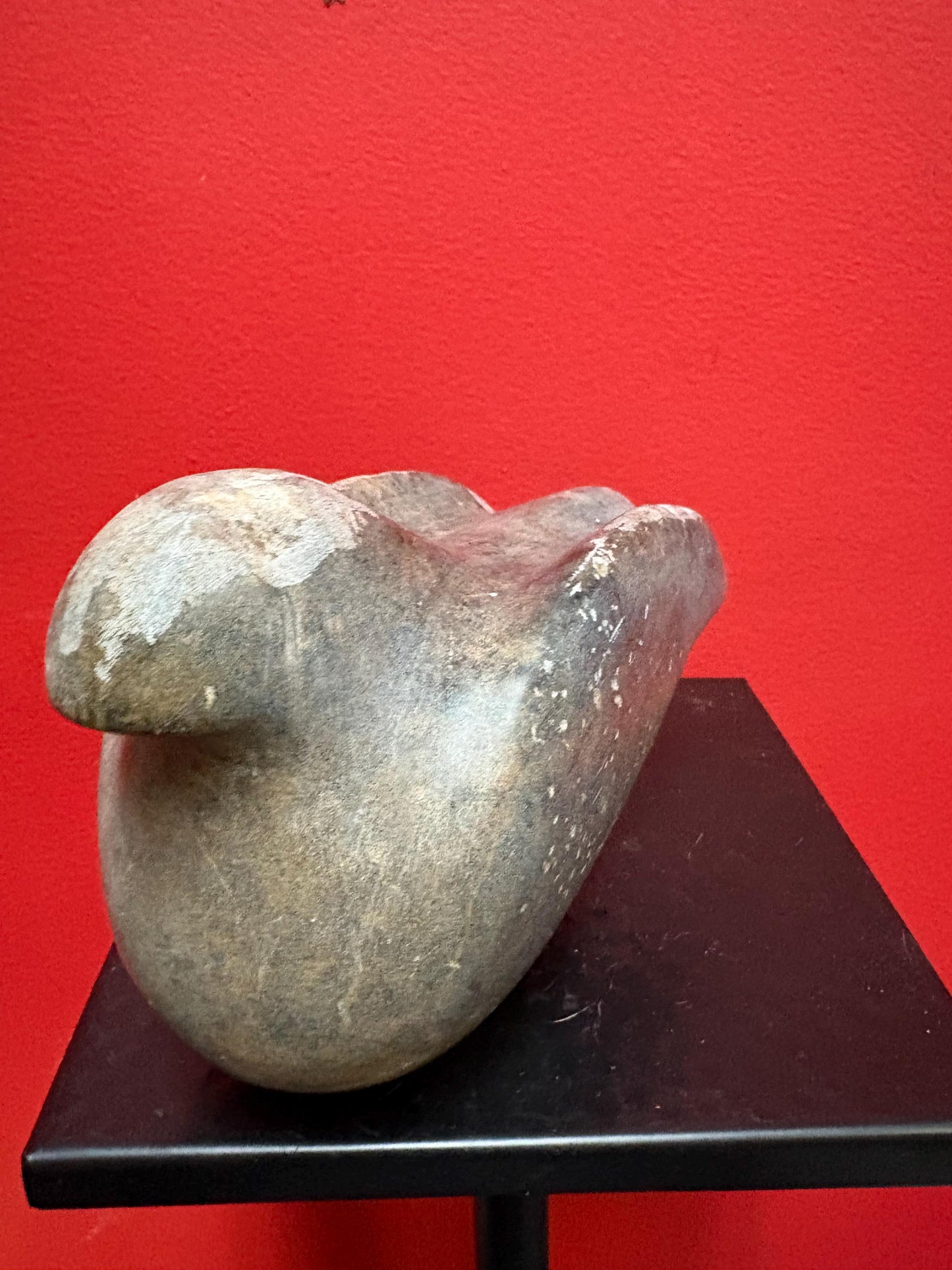 Lovely indigenous Inuit soapstone bird  7 x 6 high  not perfect condition  signed and heavy.  wow