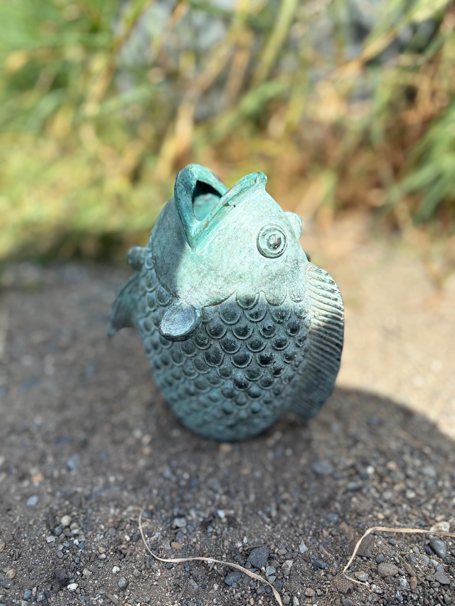 Stunning old Japanese 6 inch bronze Koi fish with wonderful patina  intense beauty  Japanese art  great gift