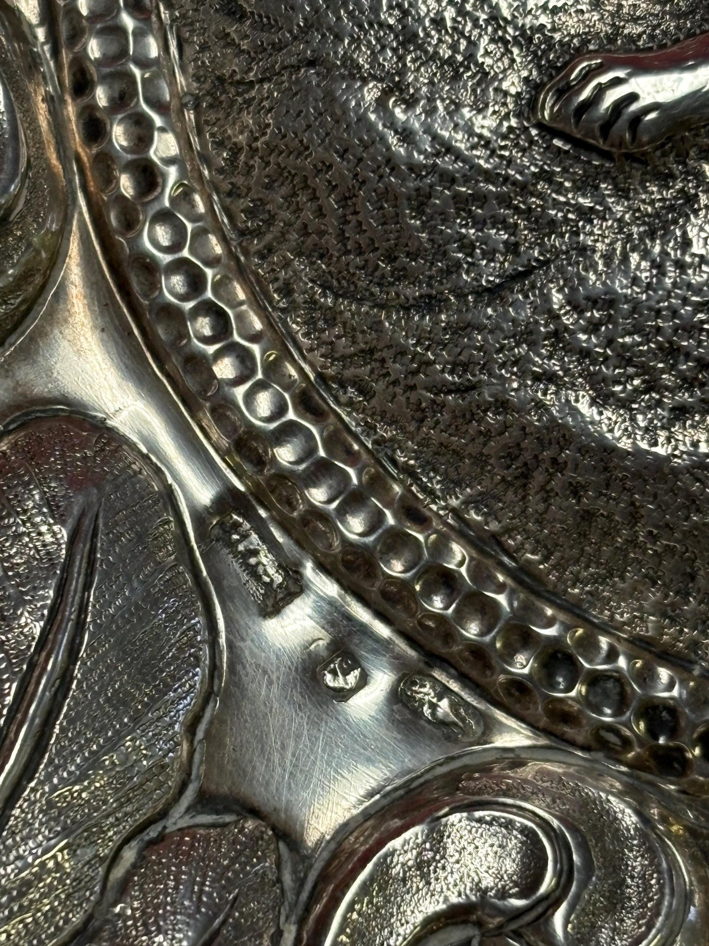 Stunning massive solid European antique Hallmarked sterling silver bowl   12 inches 495 g  wonderful lion motif  fabulous sterling silve