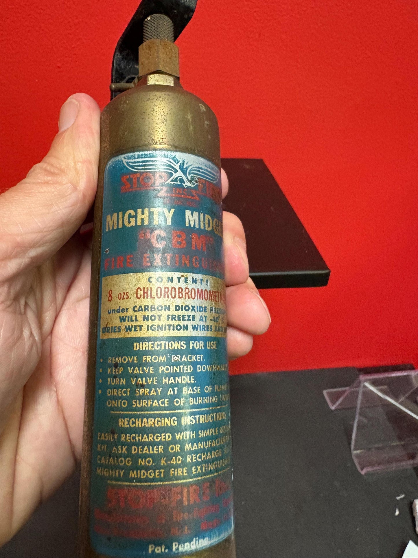 Antique 8 inch mighty midget fire extinguisher salesman sample  empty  so cool