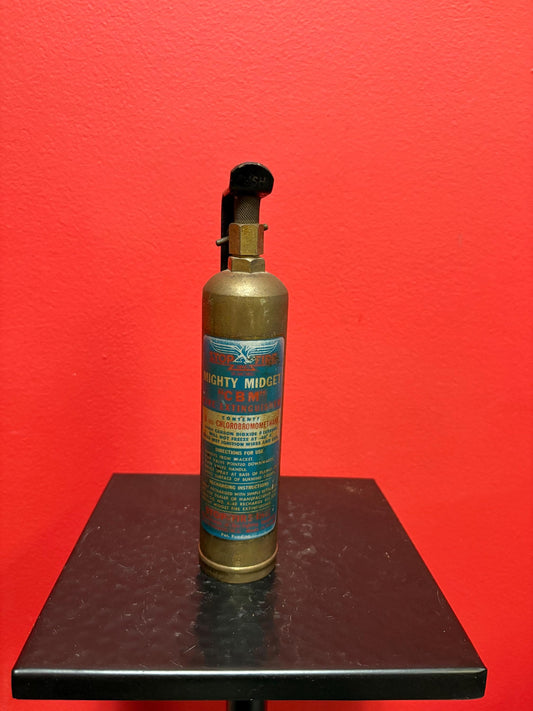 Antique 8 inch mighty midget fire extinguisher salesman sample  empty  so cool