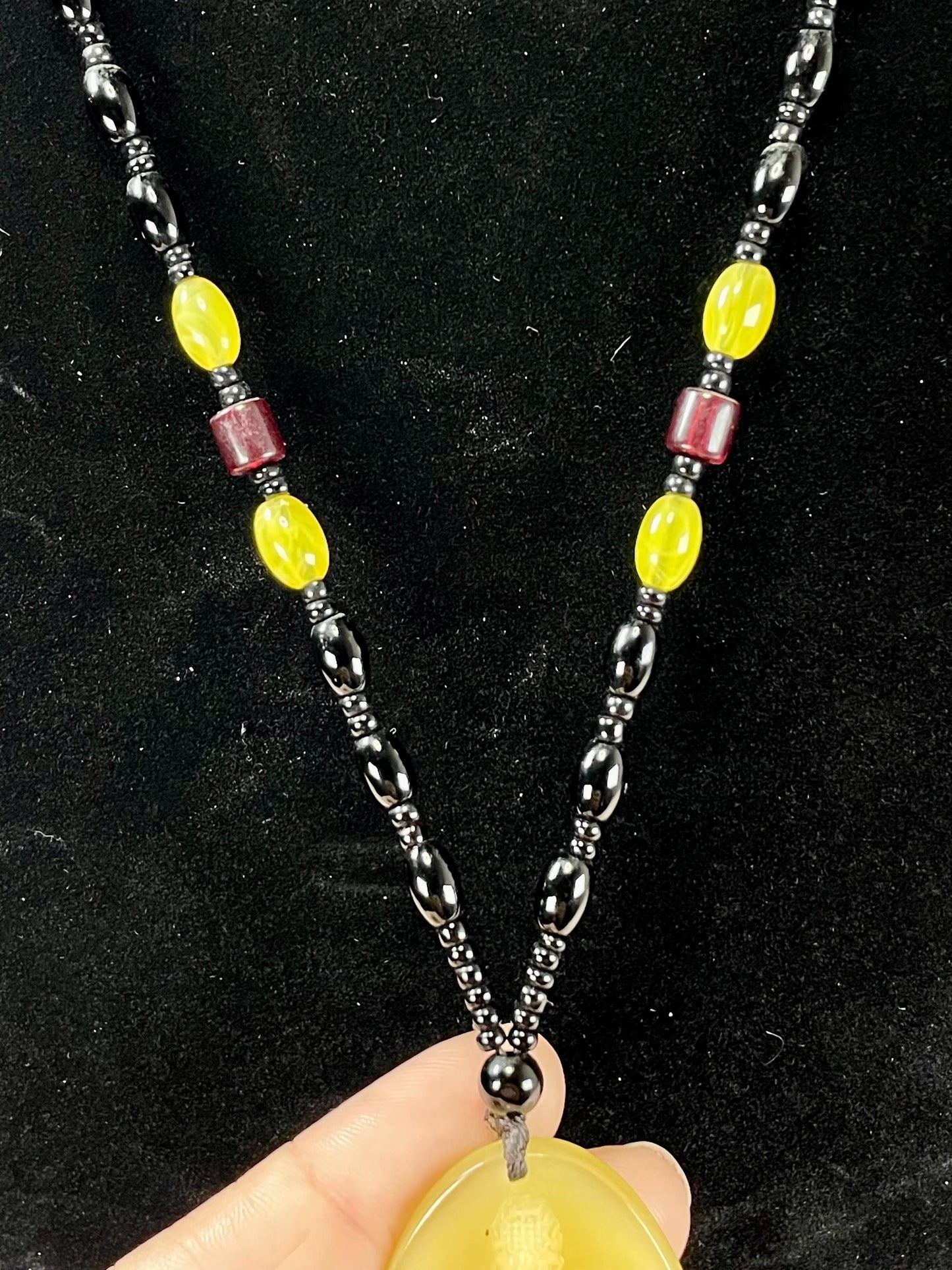 Lovely Yellow Guanyin Pendant Necklace