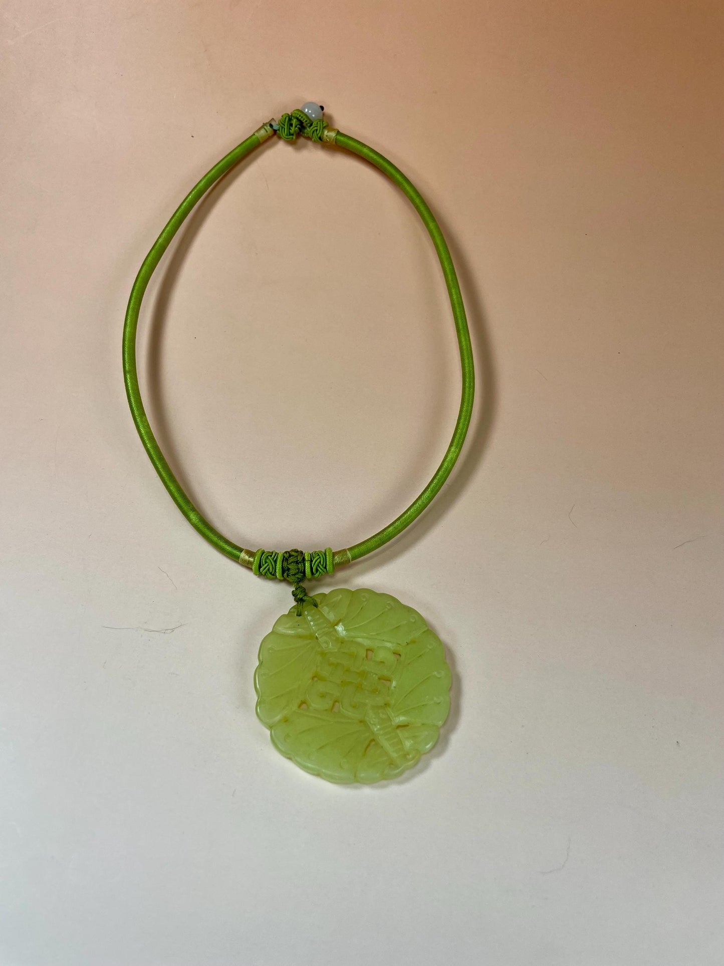 16 inch beautiful Chinese jade necklace with 2.25 inch Buddha pendant stunning