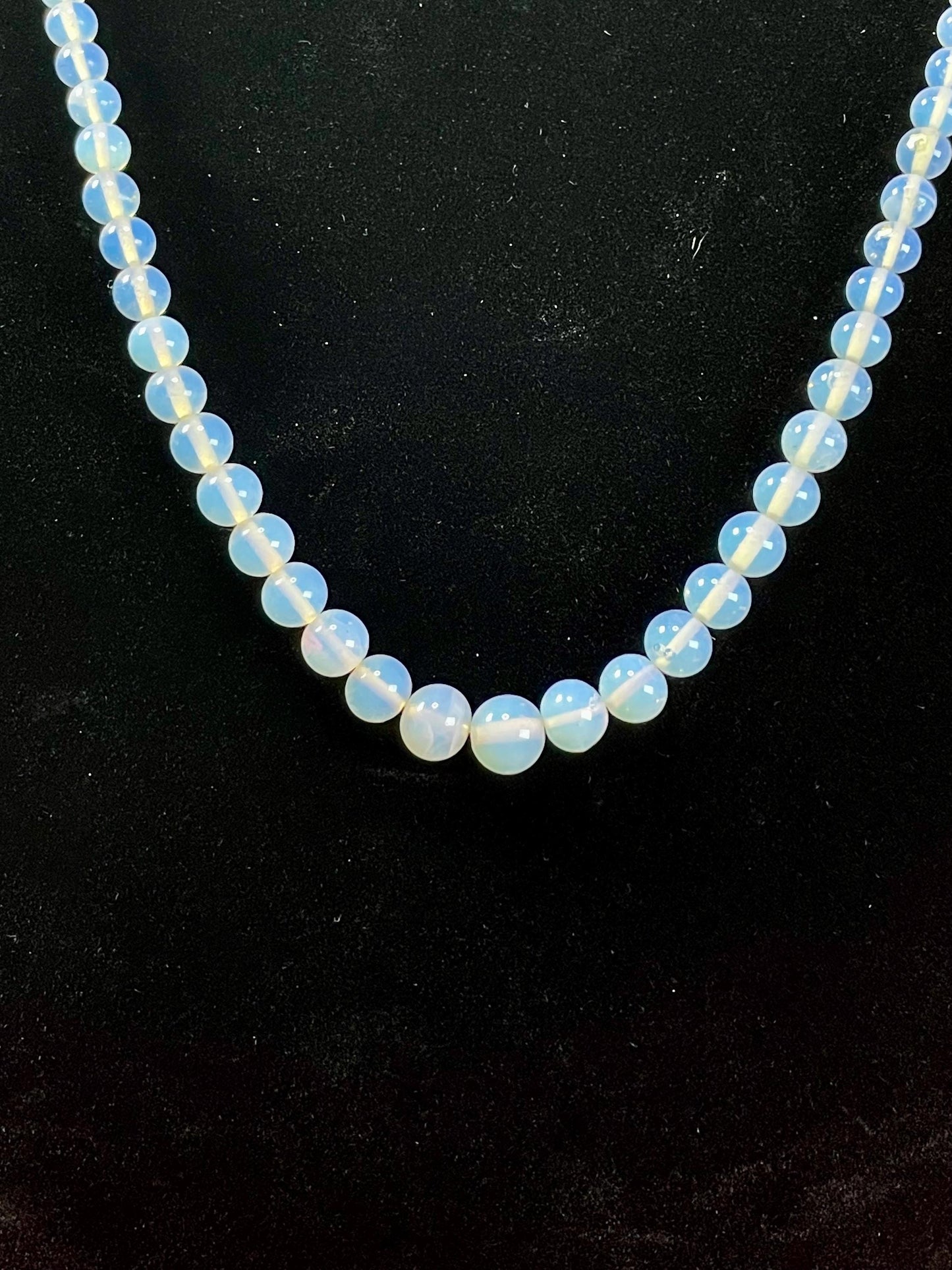 Silver Clasp 24 inch Restrung Opalescent Glass Beaded Necklace - B