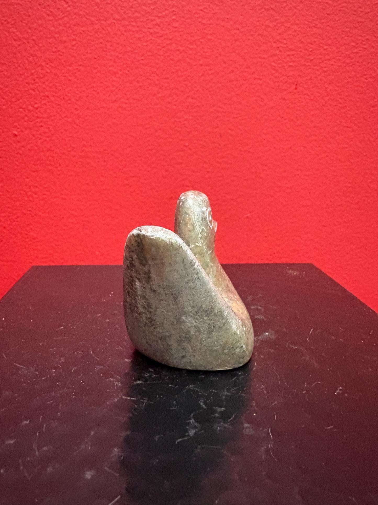 Lovely Inuit soapstone 3 1/2 x 3 high duck  minor scratching  great value