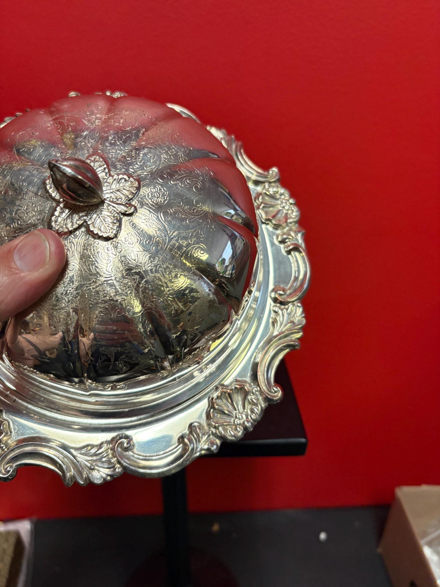 Gorgeous 9 x 6 high antique silver plated muffin dish great to use or gift  regal  serving