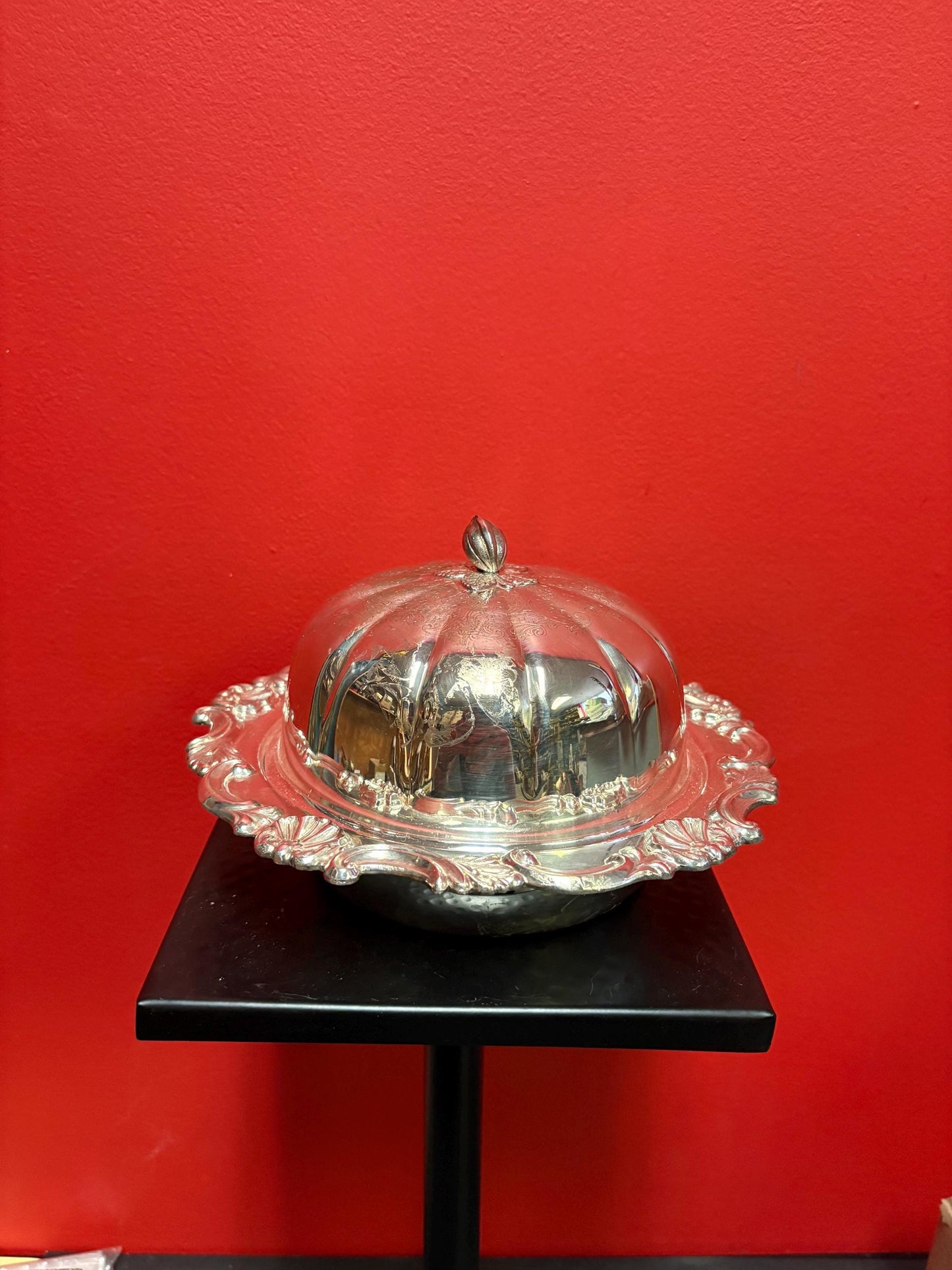 Gorgeous 9 x 6 high antique silver plated muffin dish great to use or gift  regal  serving