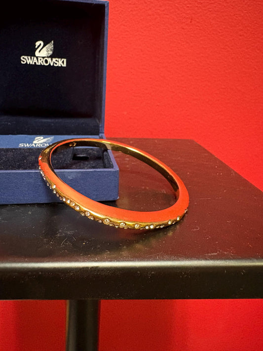 Beautiful like new 3 inch wide Swarovski bangle bracelet in original box -