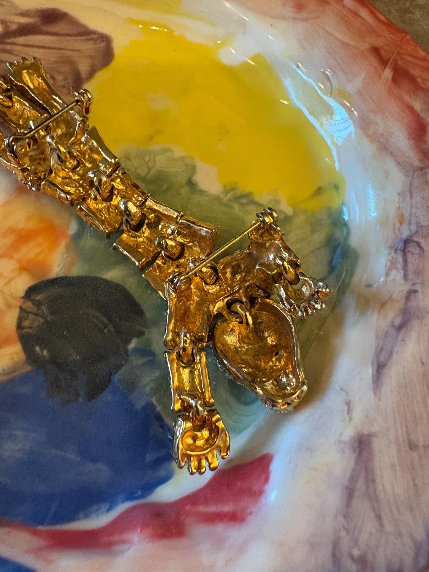 Beautiful vintage 5 inch long rhinestone panther brooch  great condition - statement piece  gift alert - B