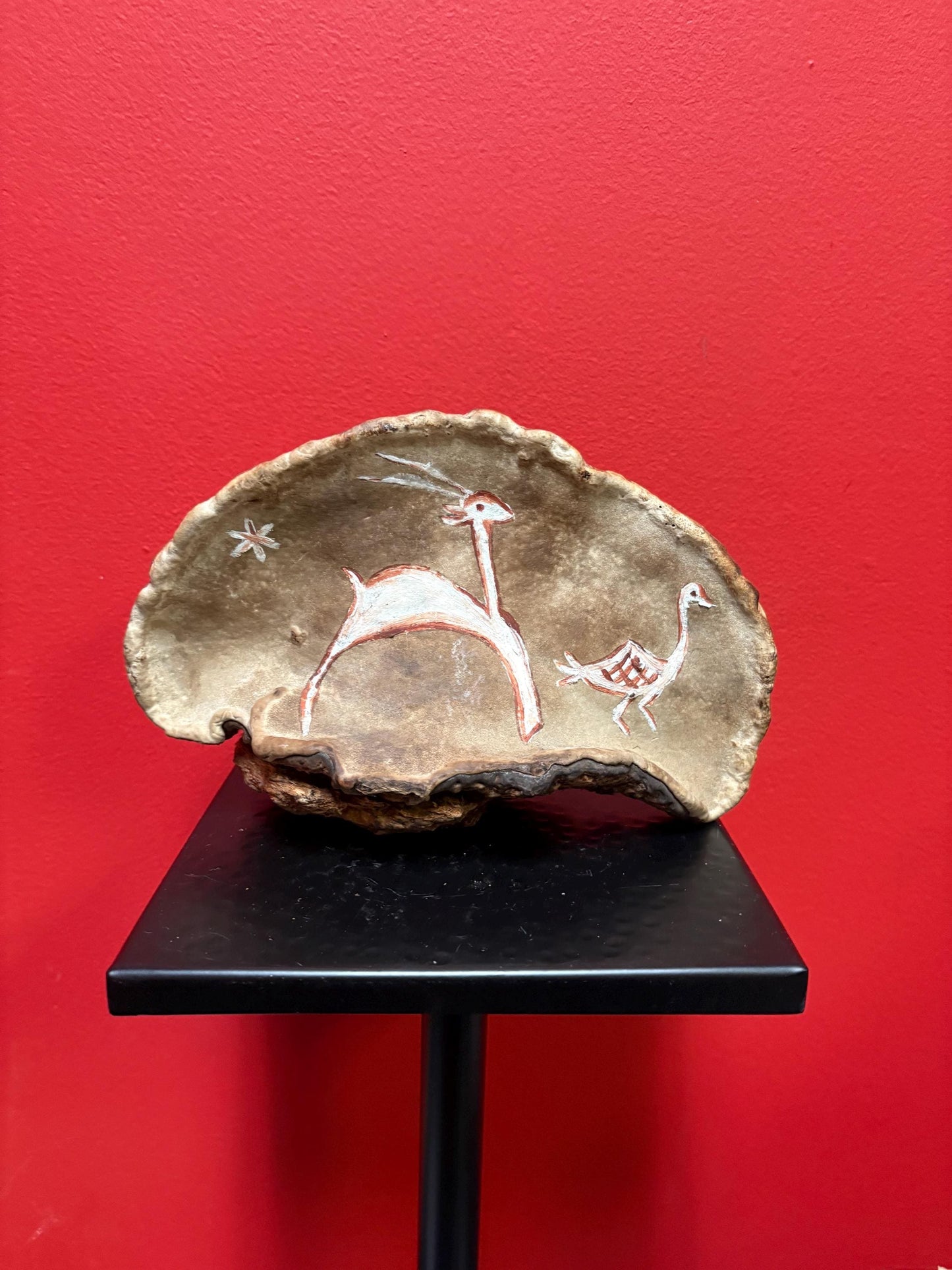 Beautiful 9 x 6 high Australian aboriginal art sculpture  Live Edgewood burl painted  unusual and rare piece