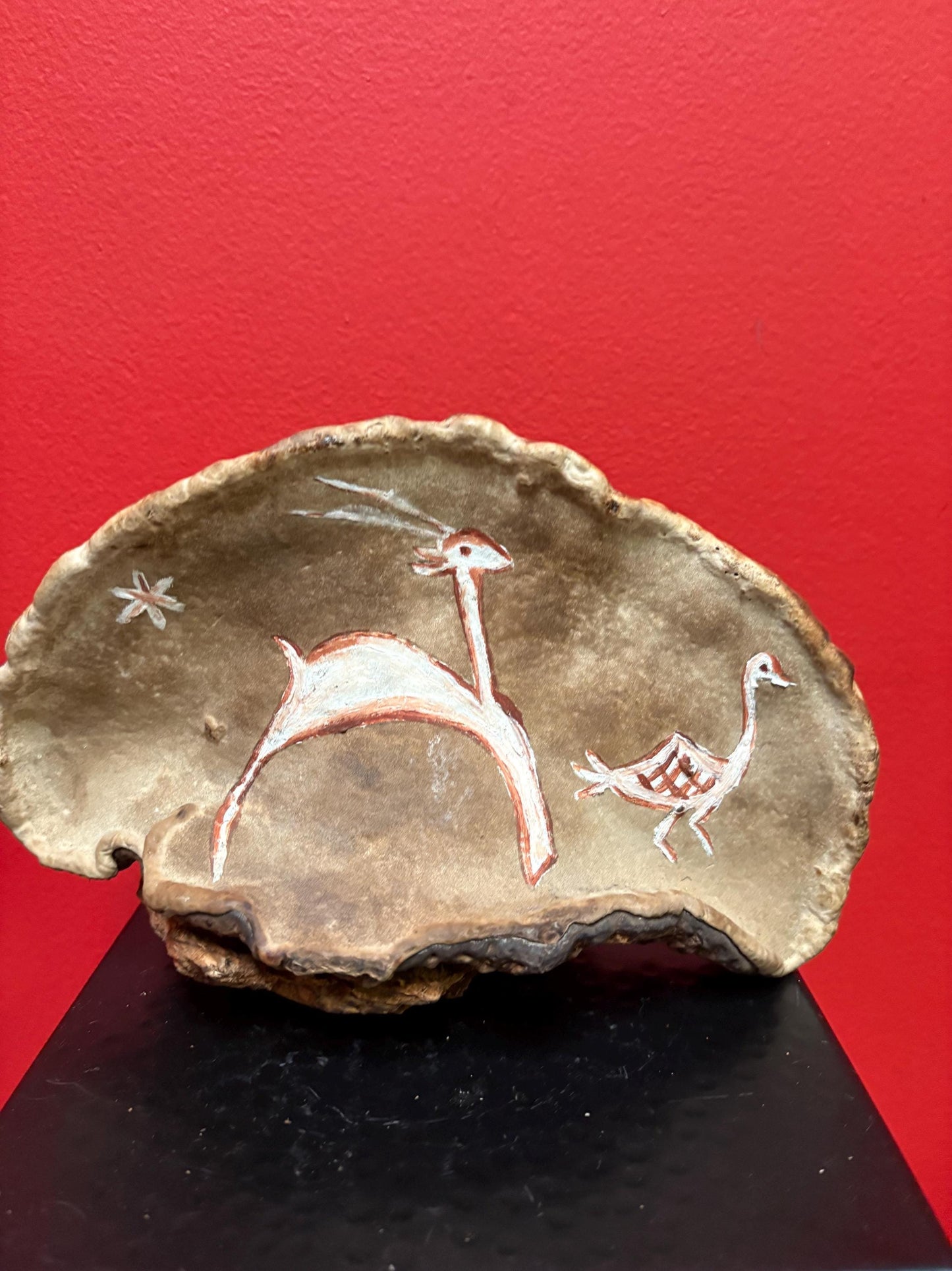 Beautiful 9 x 6 high Australian aboriginal art sculpture  Live Edgewood burl painted  unusual and rare piece