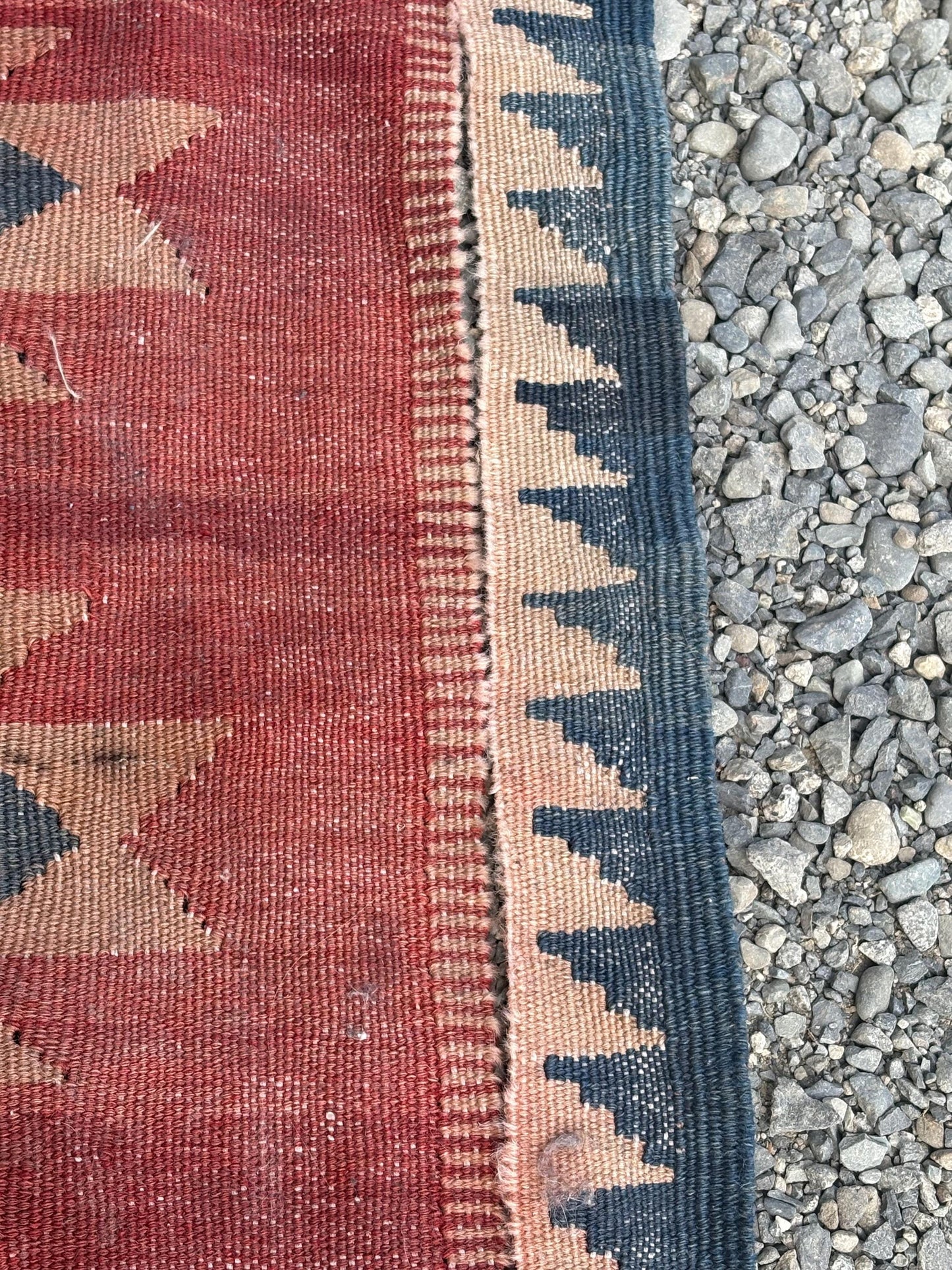 Stunning 65 x 48 antique Navajo wool rug - as is  see photos  perfect for high traffic space  great value