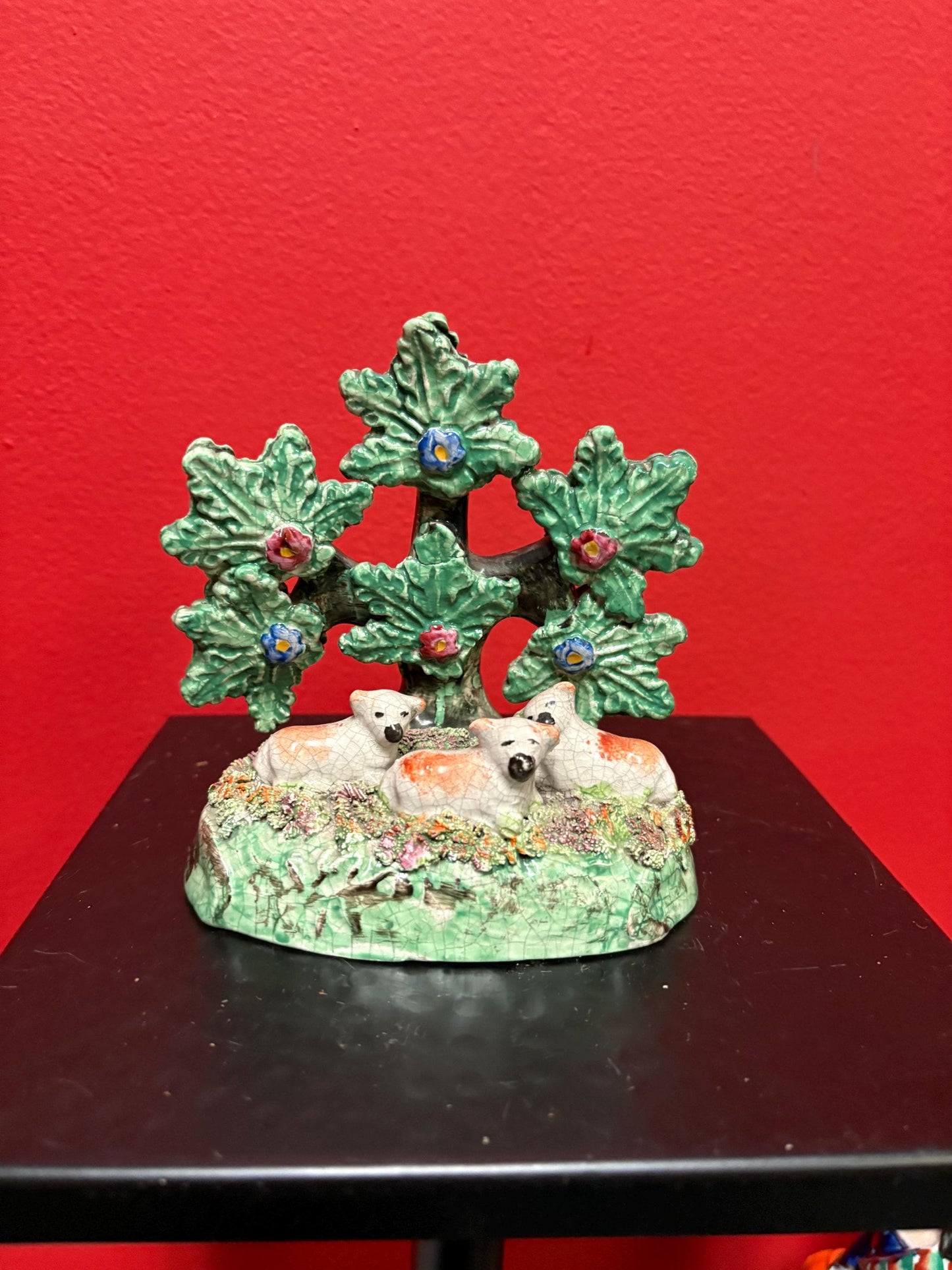 A 6 inch tall antique Staffordshire statue  great antique condition - one tiny chip