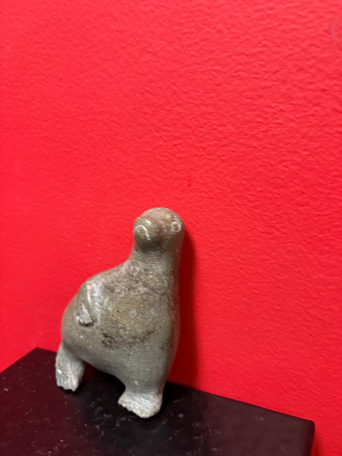 Antique 5 inch long authentic carved Inuit soap stone carved seal - B