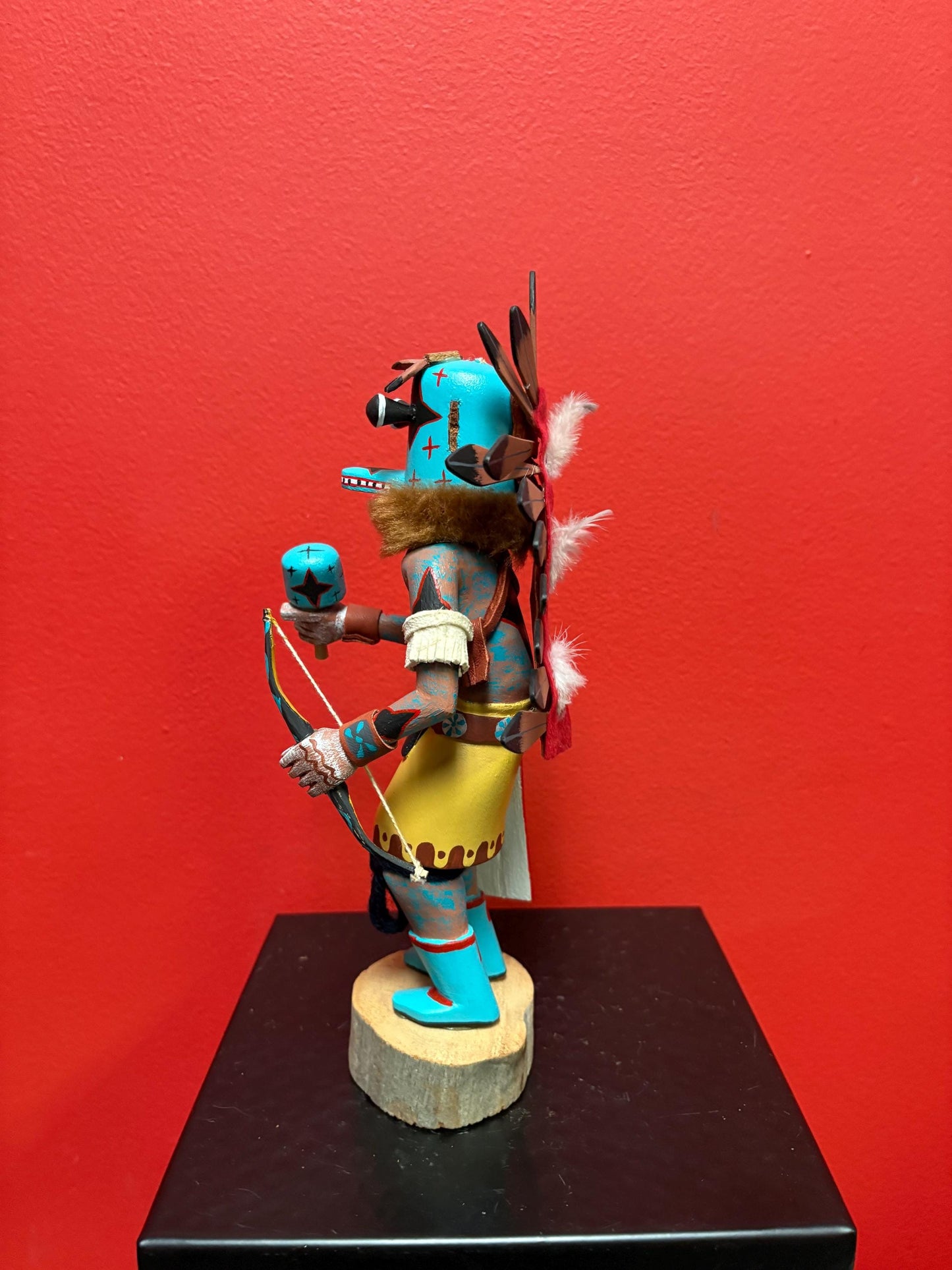 Lovely signed indigenous American hopi kachina doll missing ear   11 inches tall