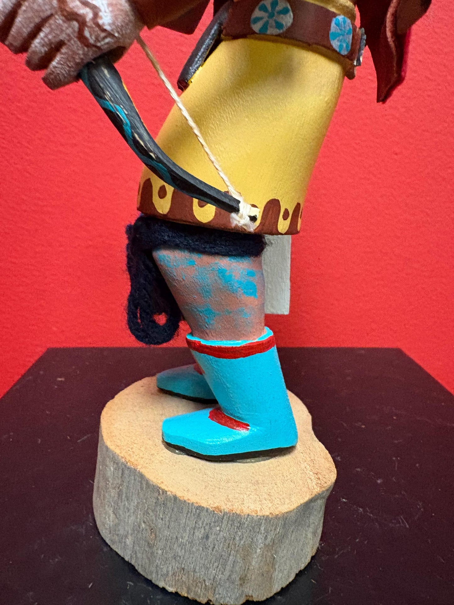 Lovely signed indigenous American hopi kachina doll missing ear   11 inches tall