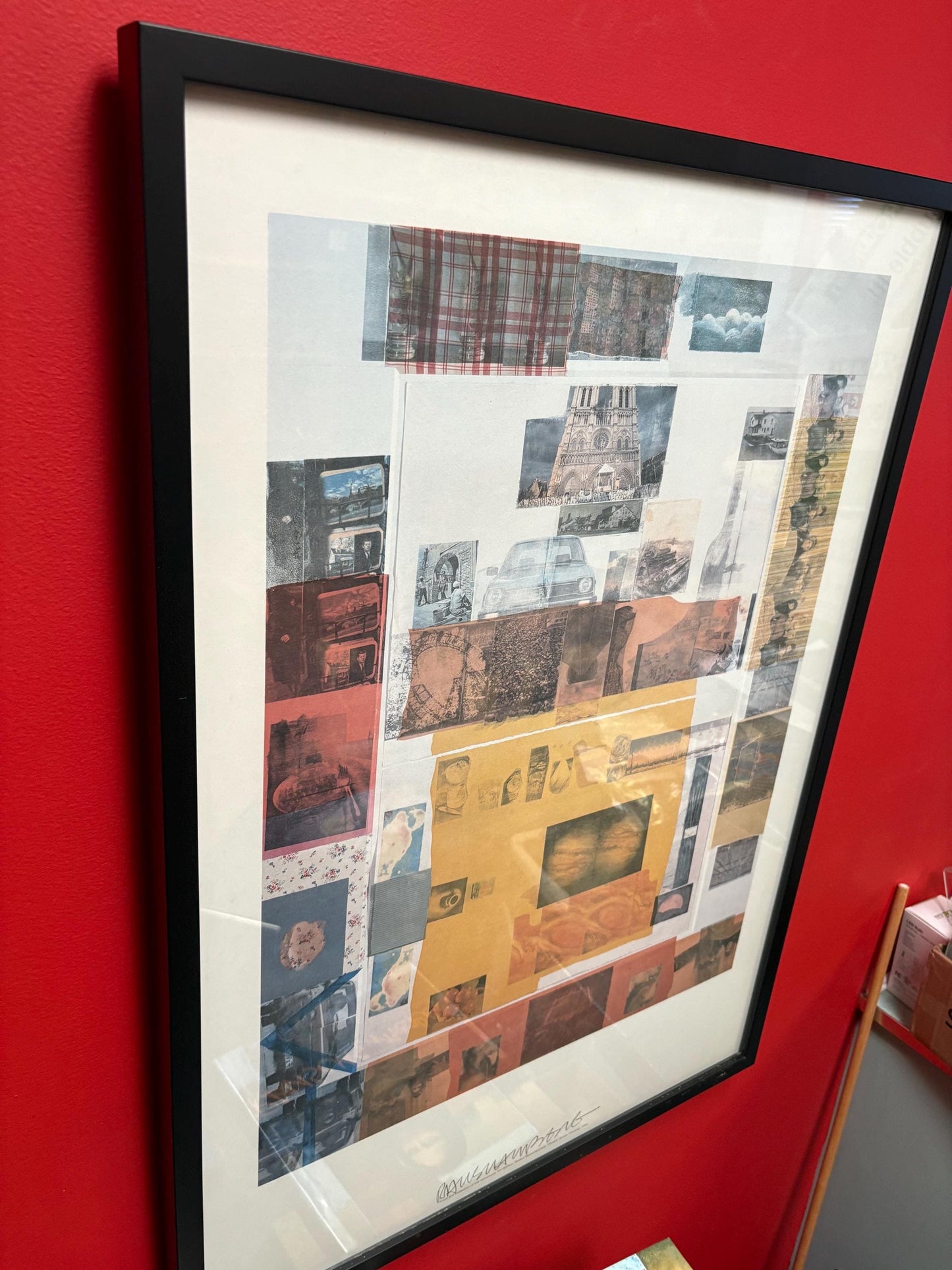 RAUSCHENBERG - very very rare 1980s signed Robert RAUSCHENBERG poster in professional frame  authentic   33 x 24 inches  see description