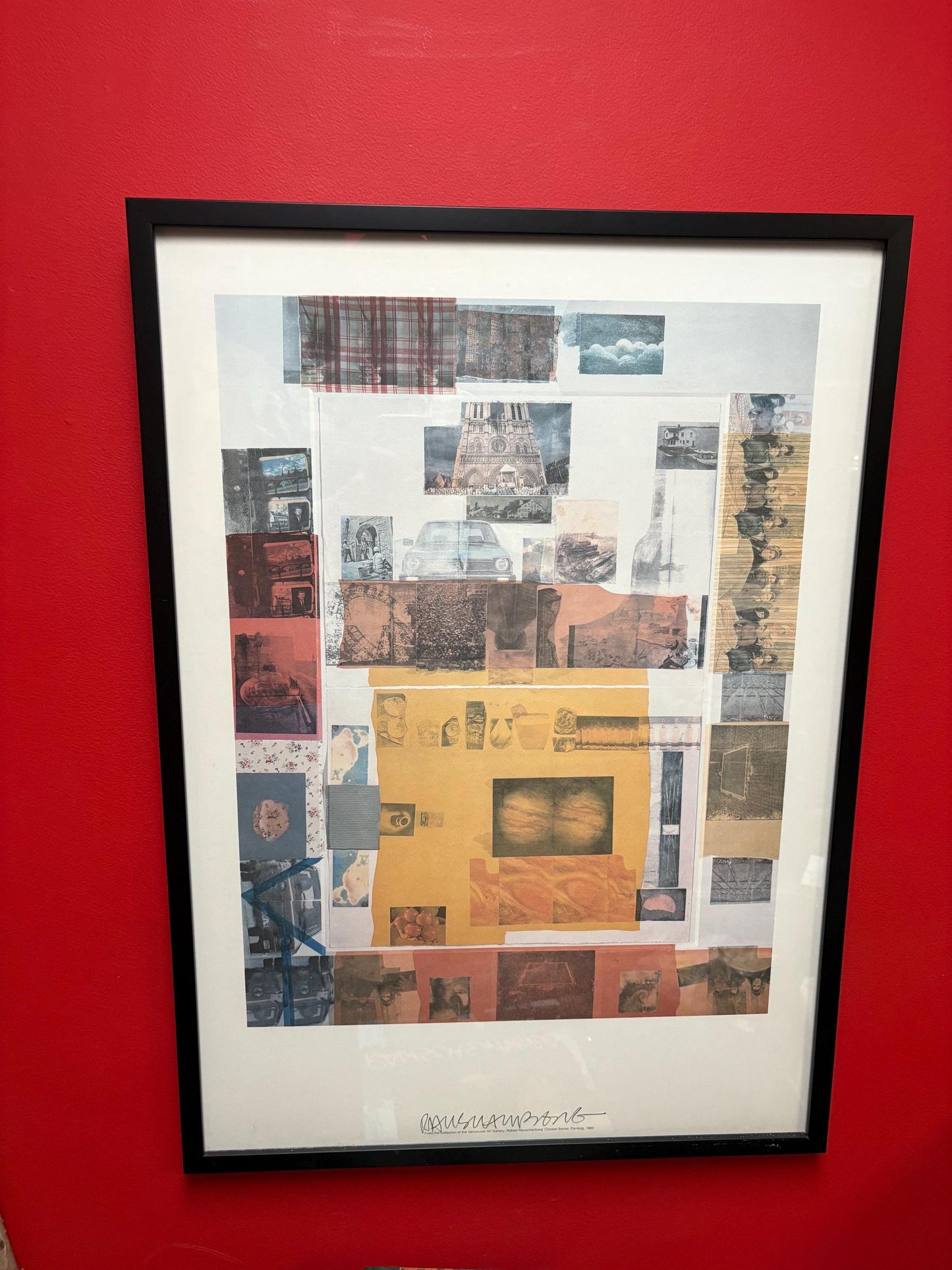 RAUSCHENBERG - very very rare 1980s signed Robert RAUSCHENBERG poster in professional frame  authentic   33 x 24 inches  see description