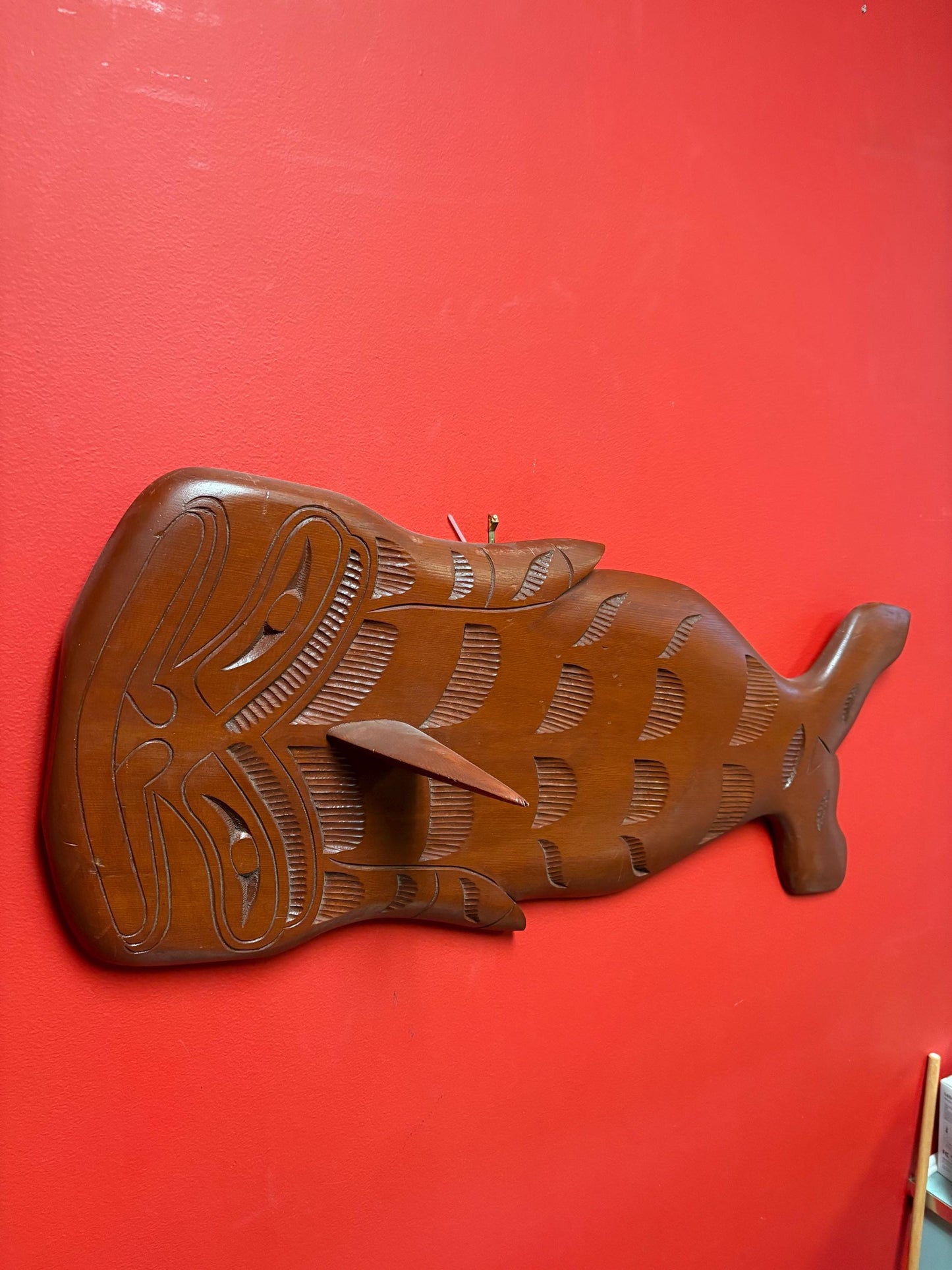 Beautiful 29 x 14 indigenous First Nations Pacific Northwest Coast unsigned killer whale plaque  huge and beautiful  wow