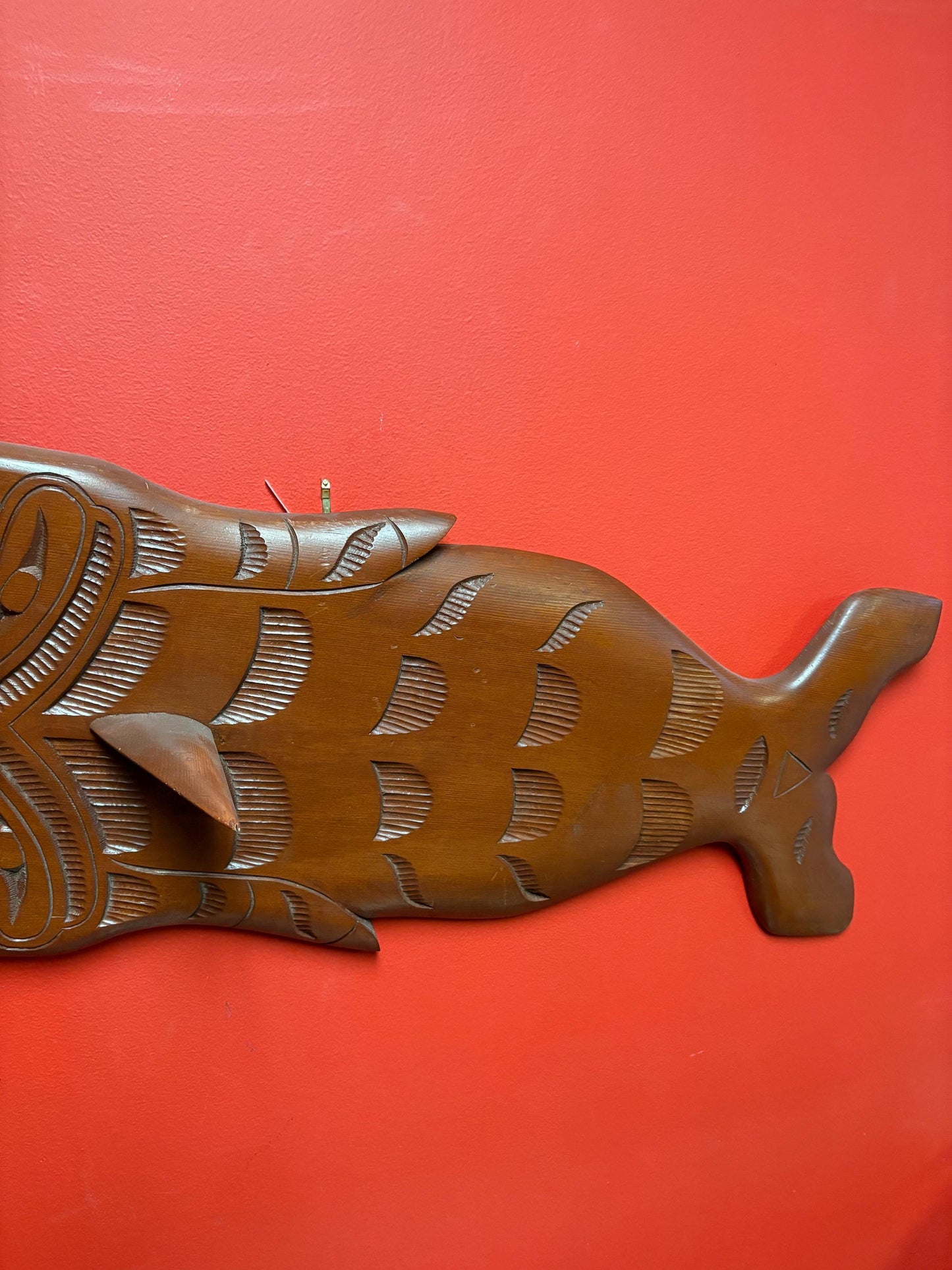 Beautiful 29 x 14 indigenous First Nations Pacific Northwest Coast unsigned killer whale plaque  huge and beautiful  wow