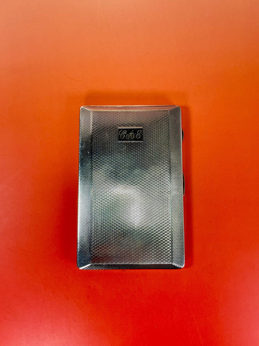 Antique Silver Plated Engine Turned Cigarette Case