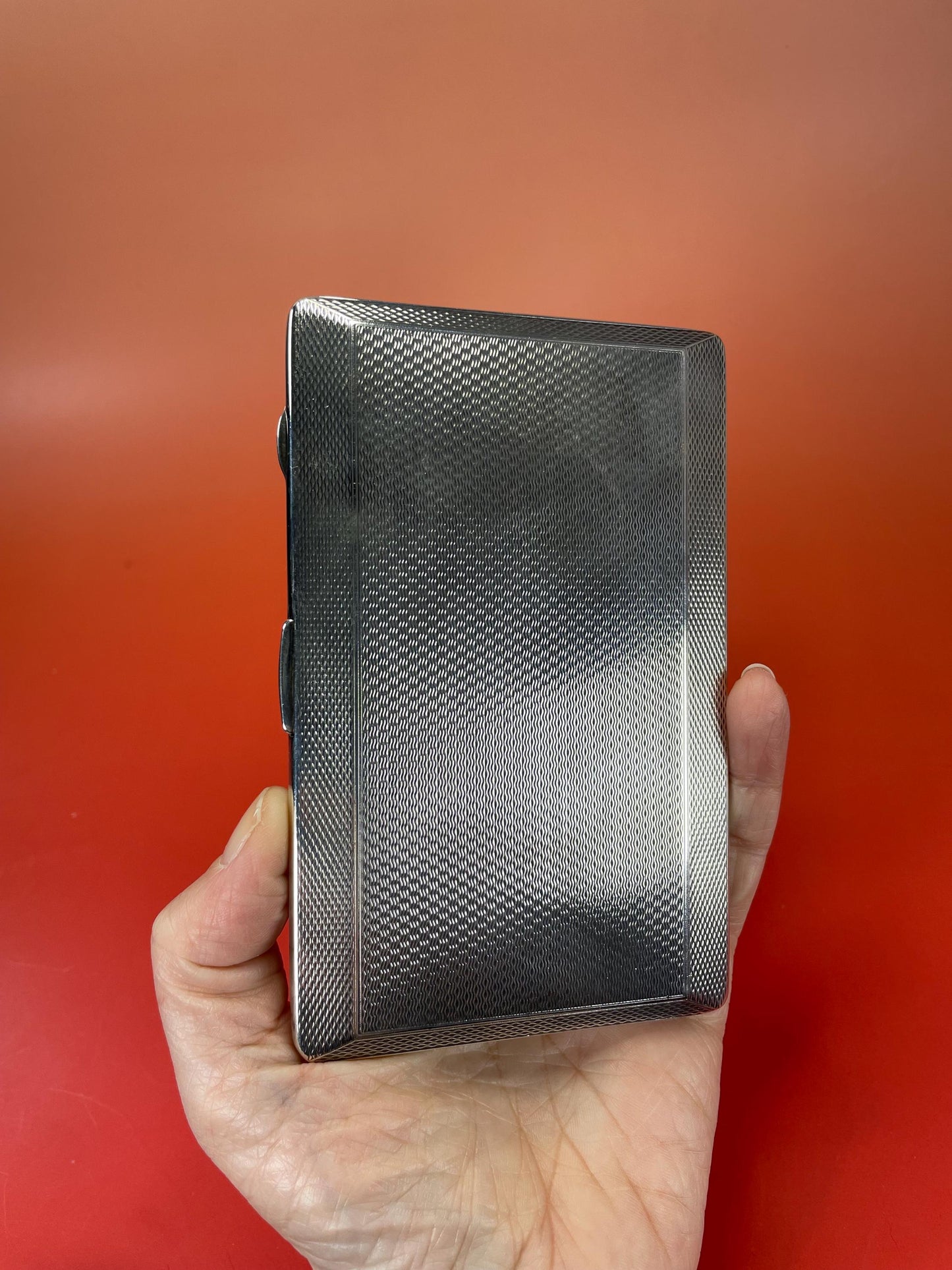 Antique Silver Plated Engine Turned Cigarette Case