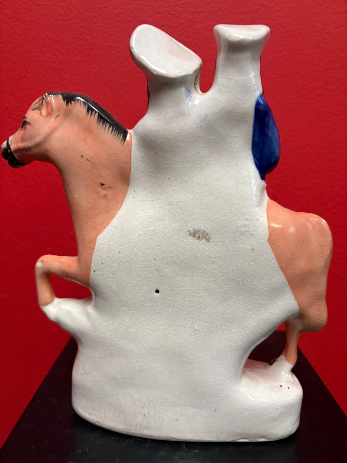 Beautiful 8  inch Staffordshire statue of a couple on Horse  returning home good condition -B