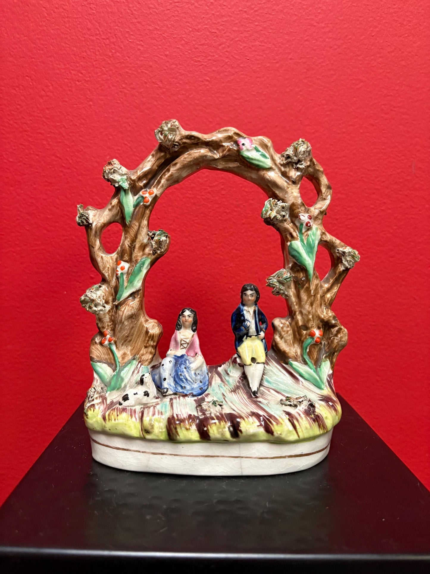 A 7 inch tall antique Staffordshire statue  great antique condition - see photos