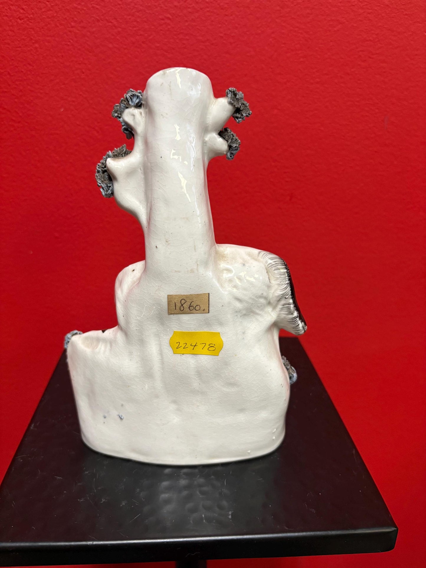 Beautiful 8  inch Staffordshire statue  of a child and dog  good condition  unusual imagery  mid 19 century -B