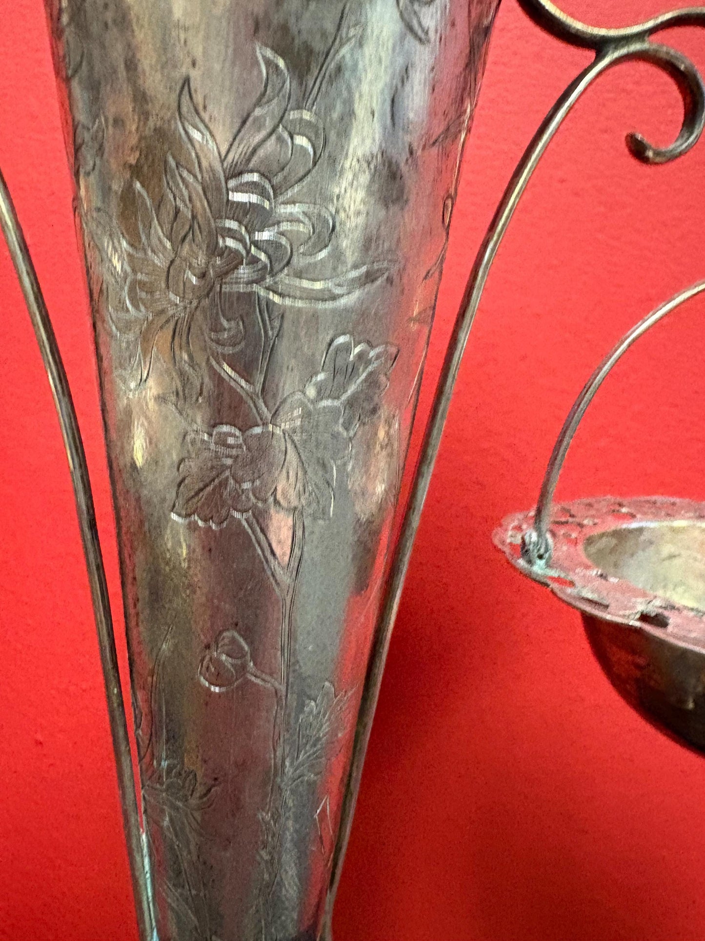 Beautiful 11 inch tall Chinese sterling silver antique vase with baskets  simple and stylish  great value -B