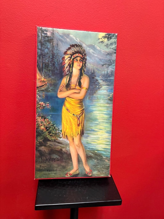Stunning antique LOWNEYS assorted chocolate box with Pocahontas imagery in perfect condition - indigenous First Nations- 14 x 8 x 2 high
